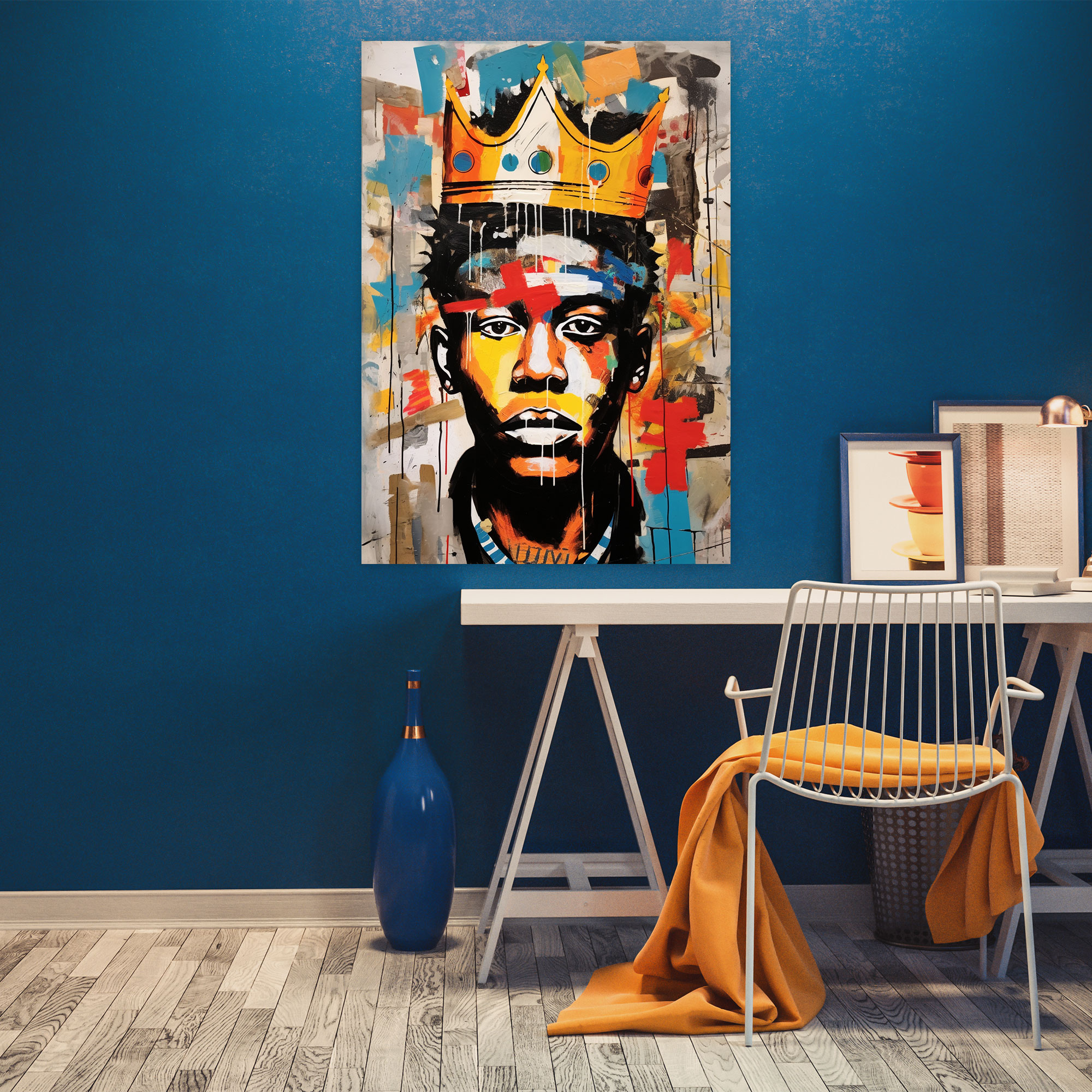 Basquiat Karma Teknik Kanvas Tablo - Basquiat Duvar Sanatı İmza Taç