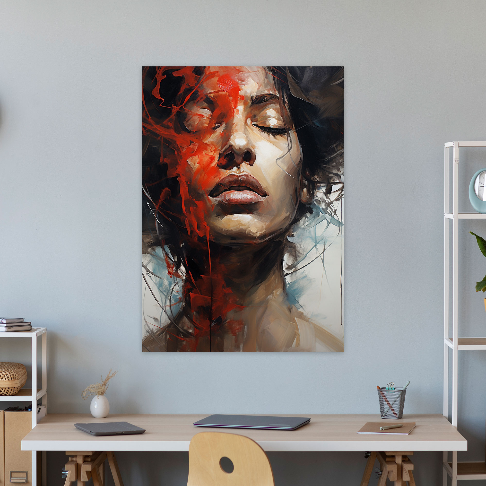 Basquiat Tablo - Figüratif Duvar Sanatı - Dekoratif Duvar Tablosu İfadeci Fırça Darbeleri Kanvas Baskı