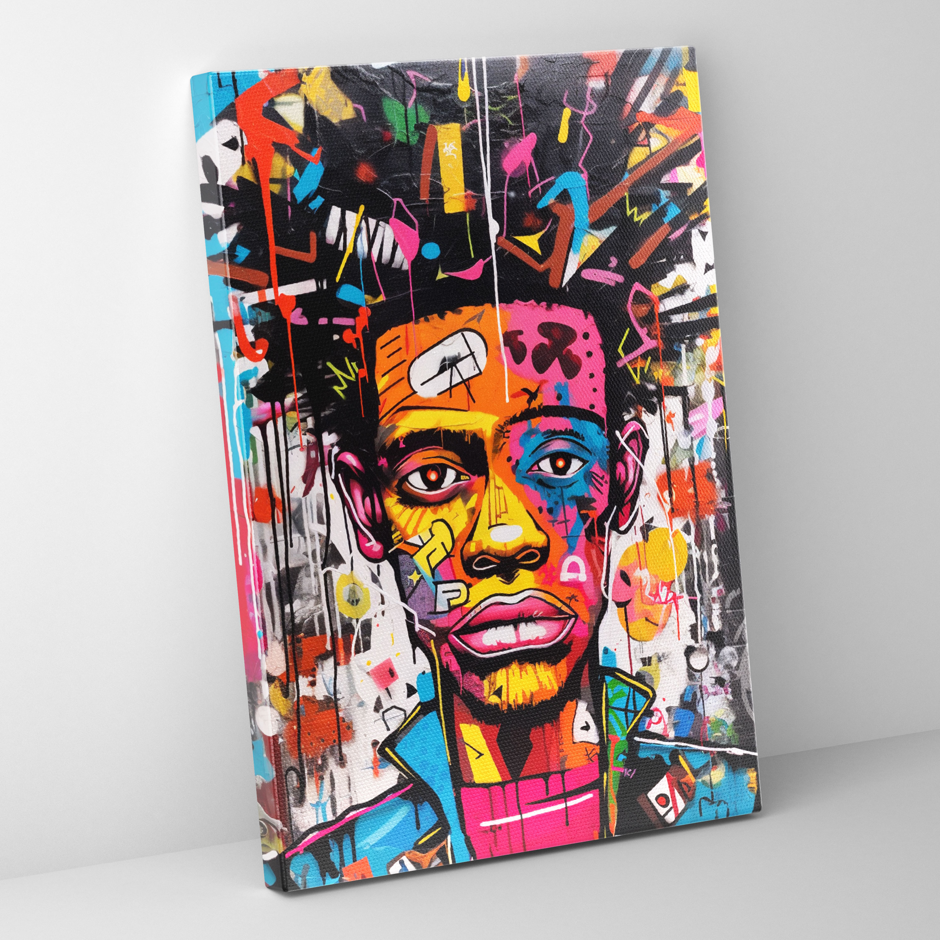 Basquiat Kanvas Tablo - Canlı Sokak Sanatı - Basquiat İfadeci Benzersiz Tarz Kanvas Tablo