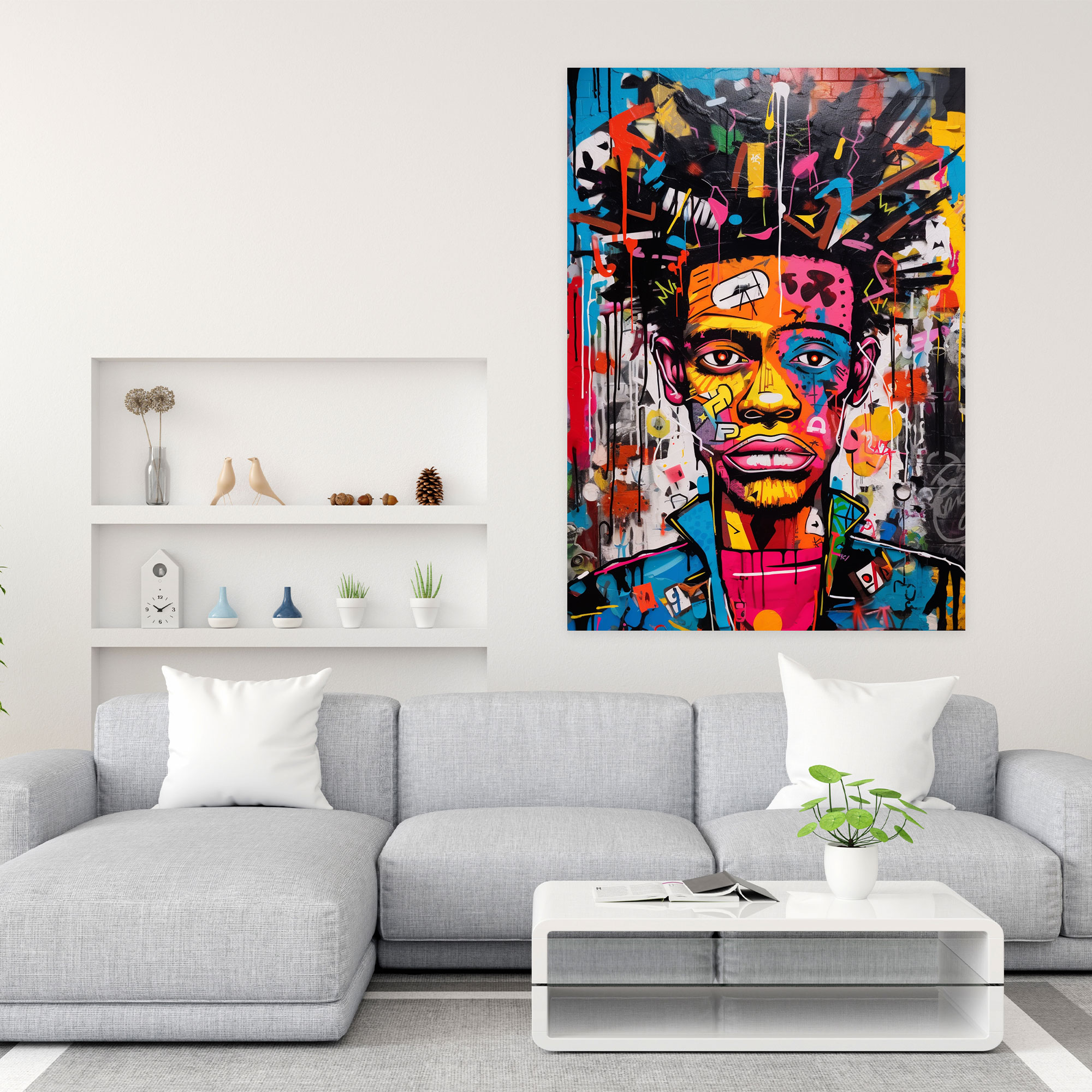 Basquiat Kanvas Tablo - Canlı Sokak Sanatı - Basquiat İfadeci Benzersiz Tarz Kanvas Tablo