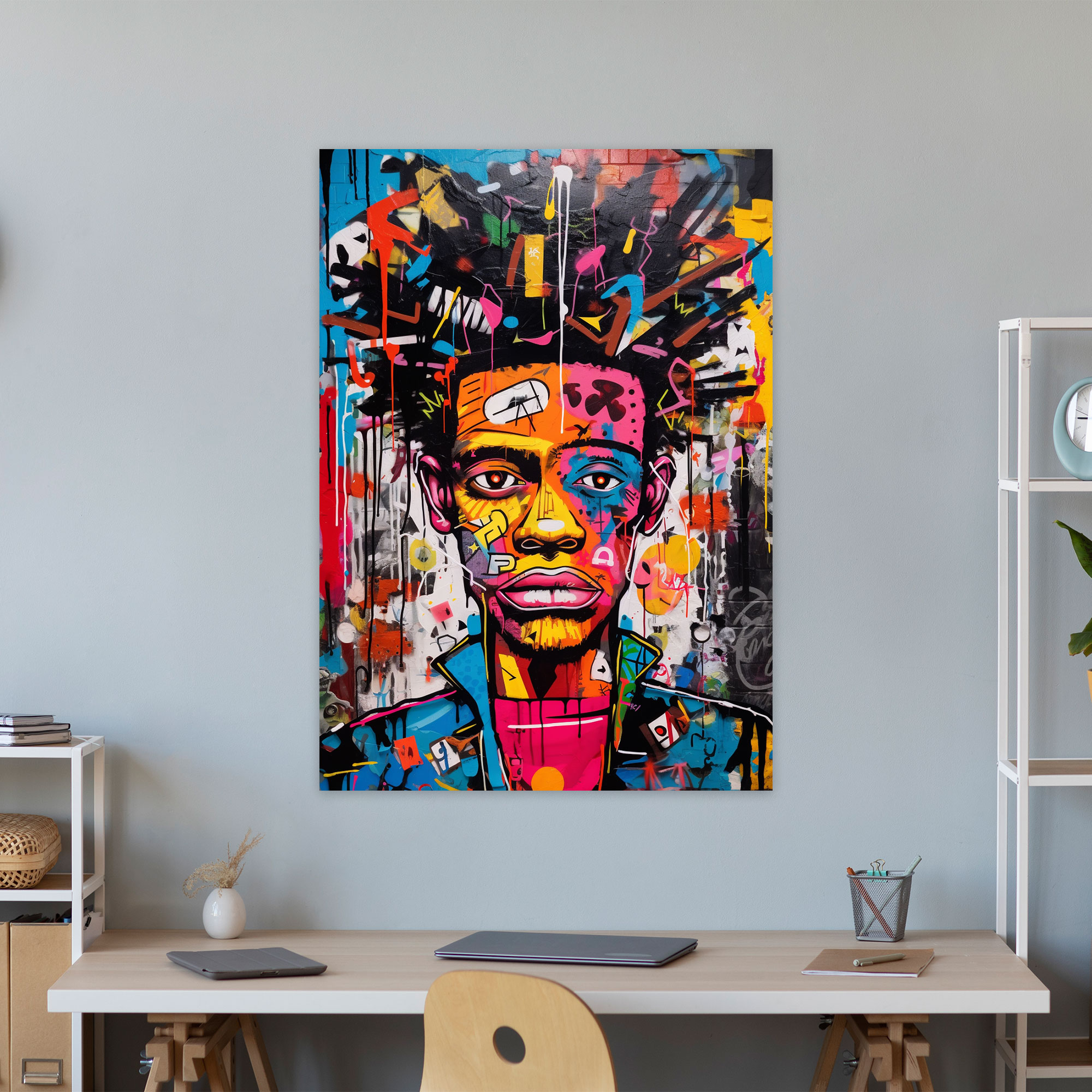 Basquiat Kanvas Tablo - Canlı Sokak Sanatı - Basquiat İfadeci Benzersiz Tarz Kanvas Tablo