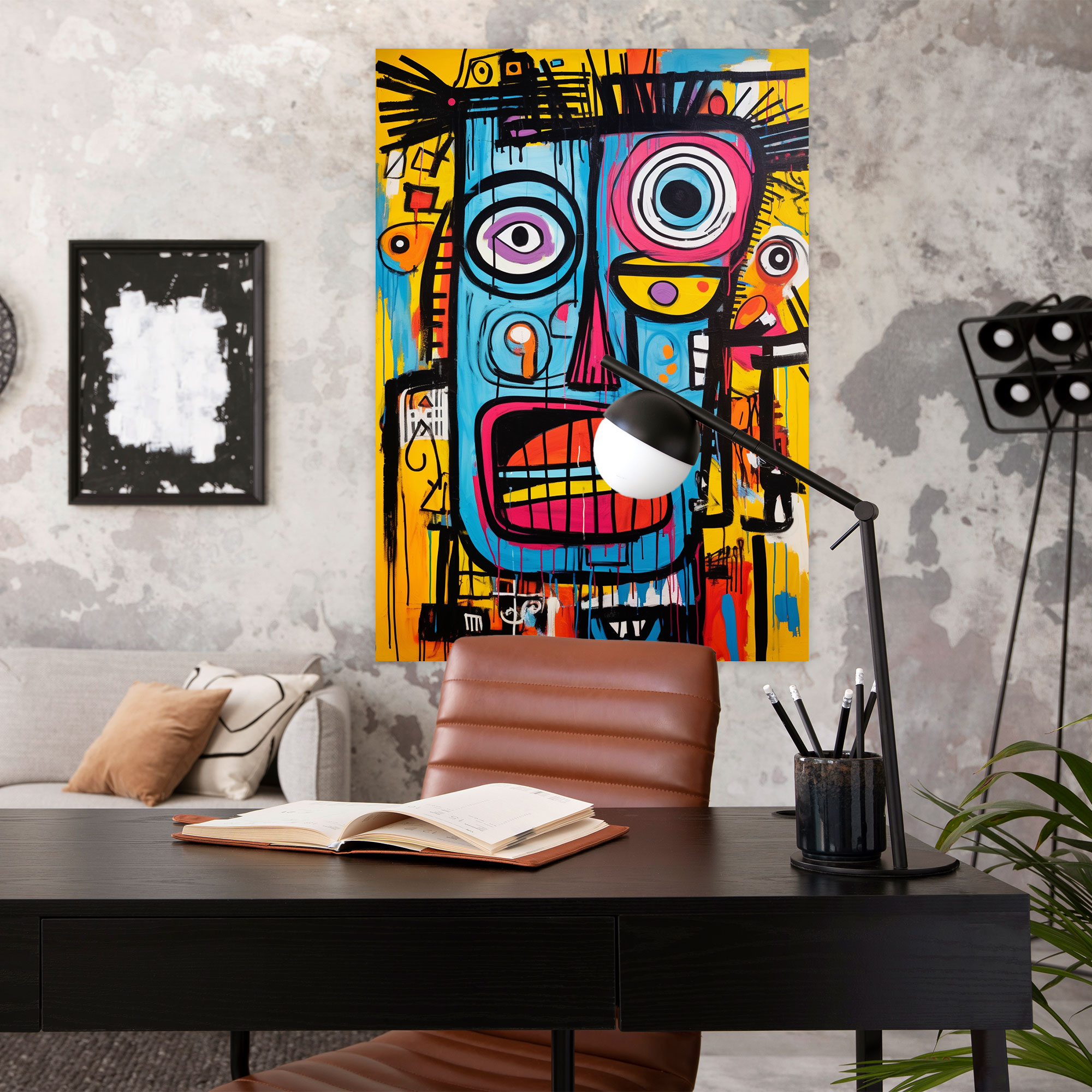 Basquiat Inspired Canvas Print - Colorful Wall Art - Basquiat, Energetic Composition, Canvas Print, Canvas Wall Art
