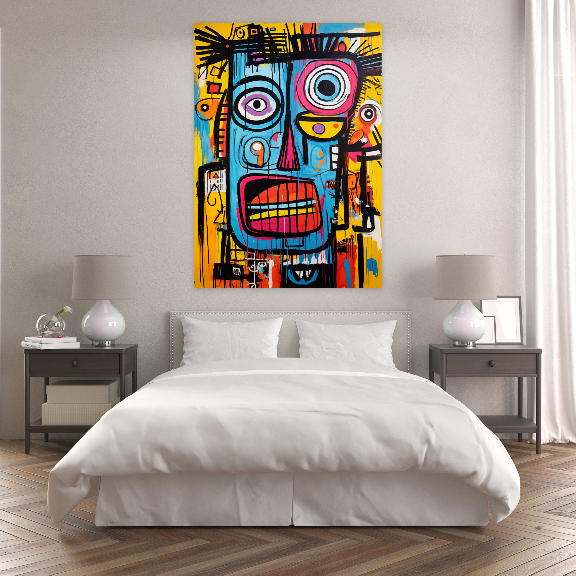 Basquiat Inspired Canvas Print - Colorful Wall Art - Basquiat, Energetic Composition, Canvas Print, Canvas Wall Art