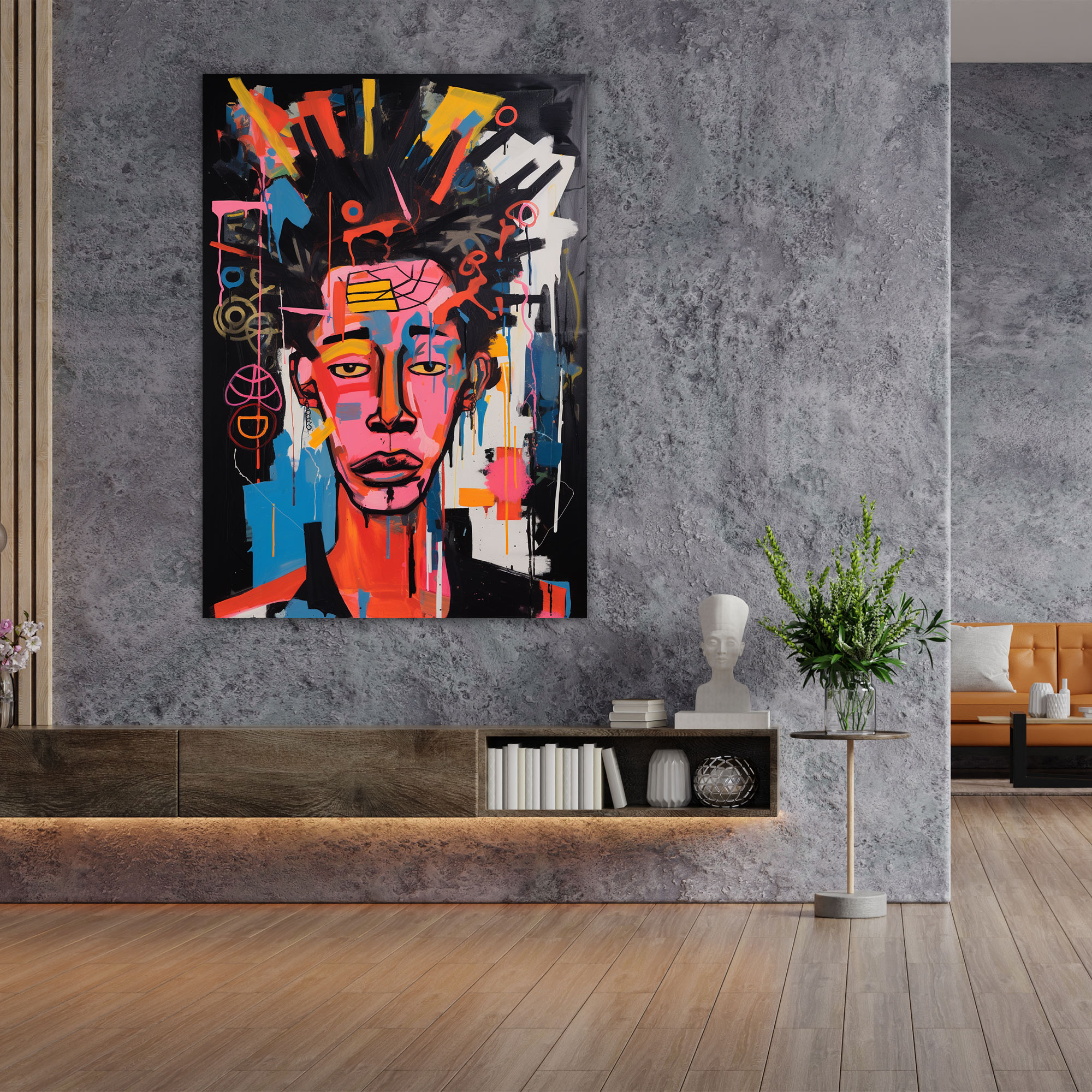 Basquiat Wall Art - Basquiat, Portrait, Canvas Print, Neo-Expressionist Painting