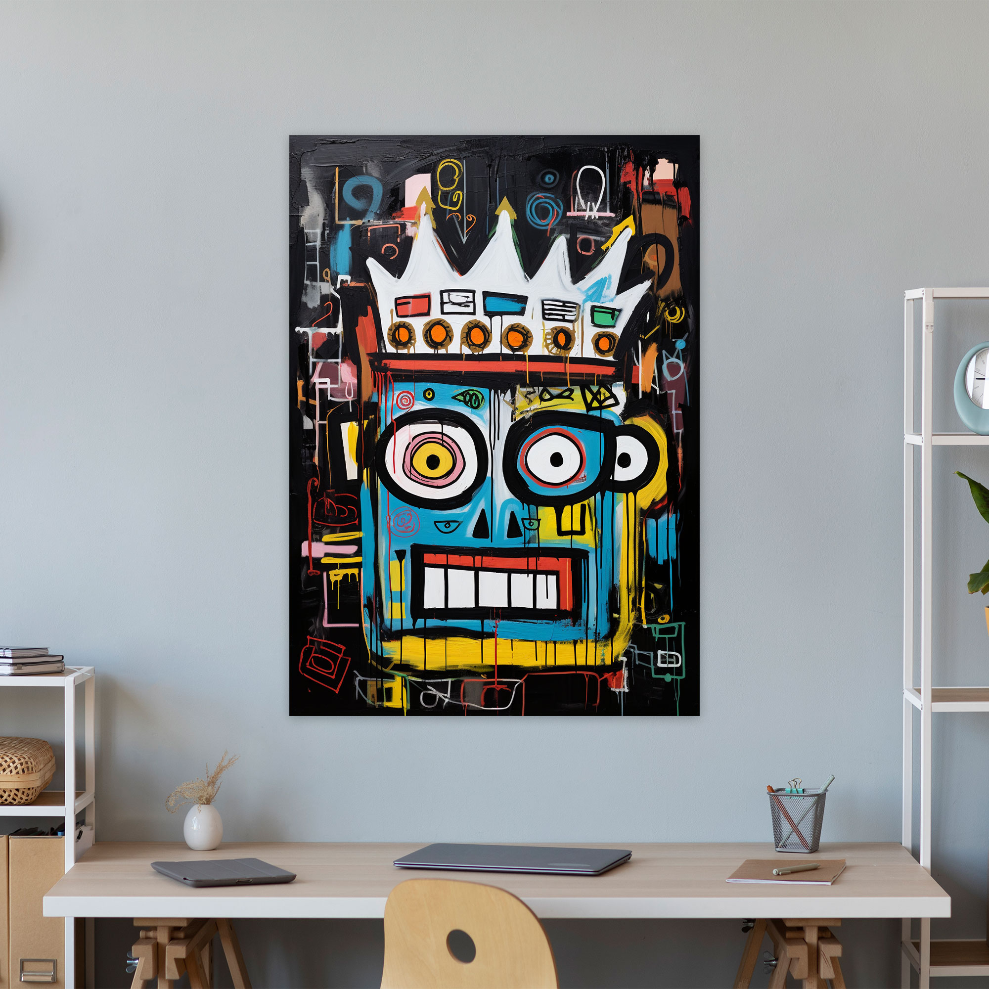 Basquiat Wall Art - Basquiat, Crown Motif, Modern Art, Canvas Wall Art