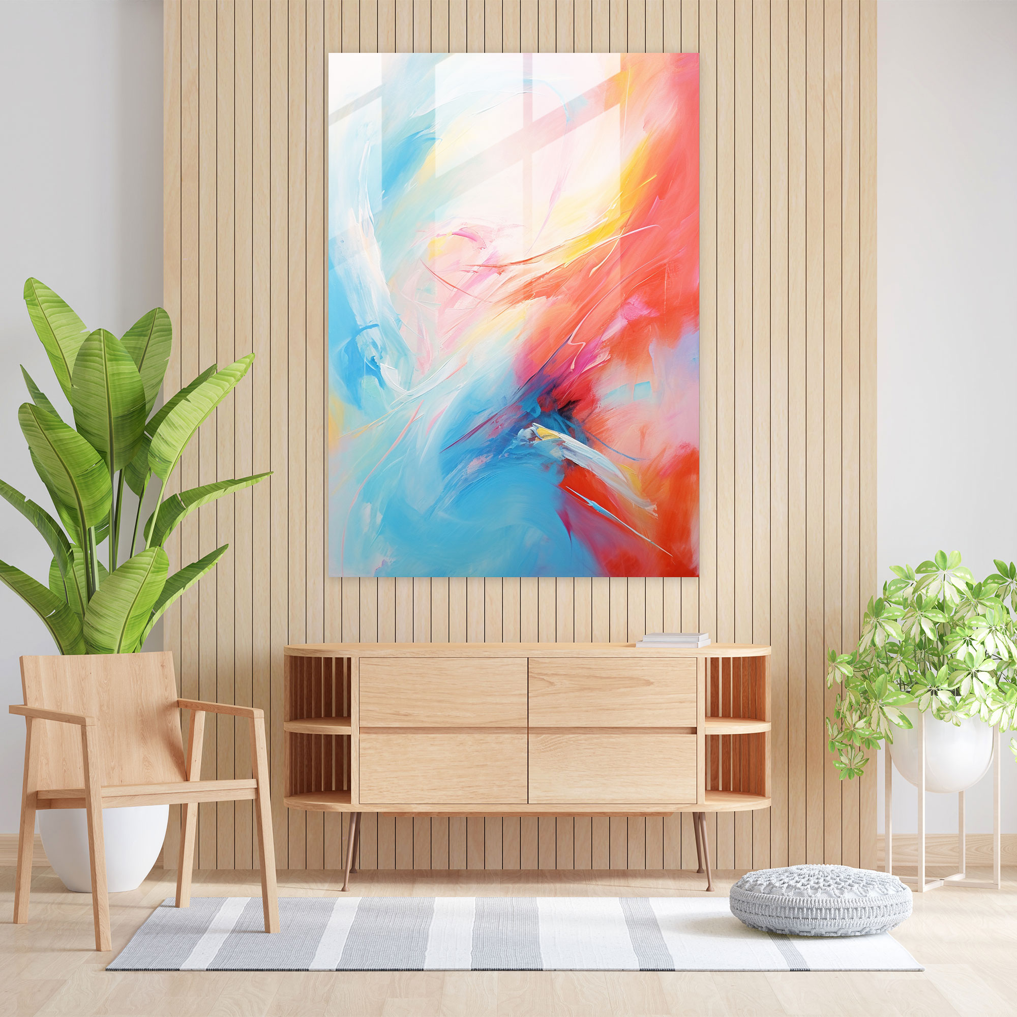 Basquiat Inspired Glass Print - Basquiat, Glass Wall Art, Modern Art, Home Decoration