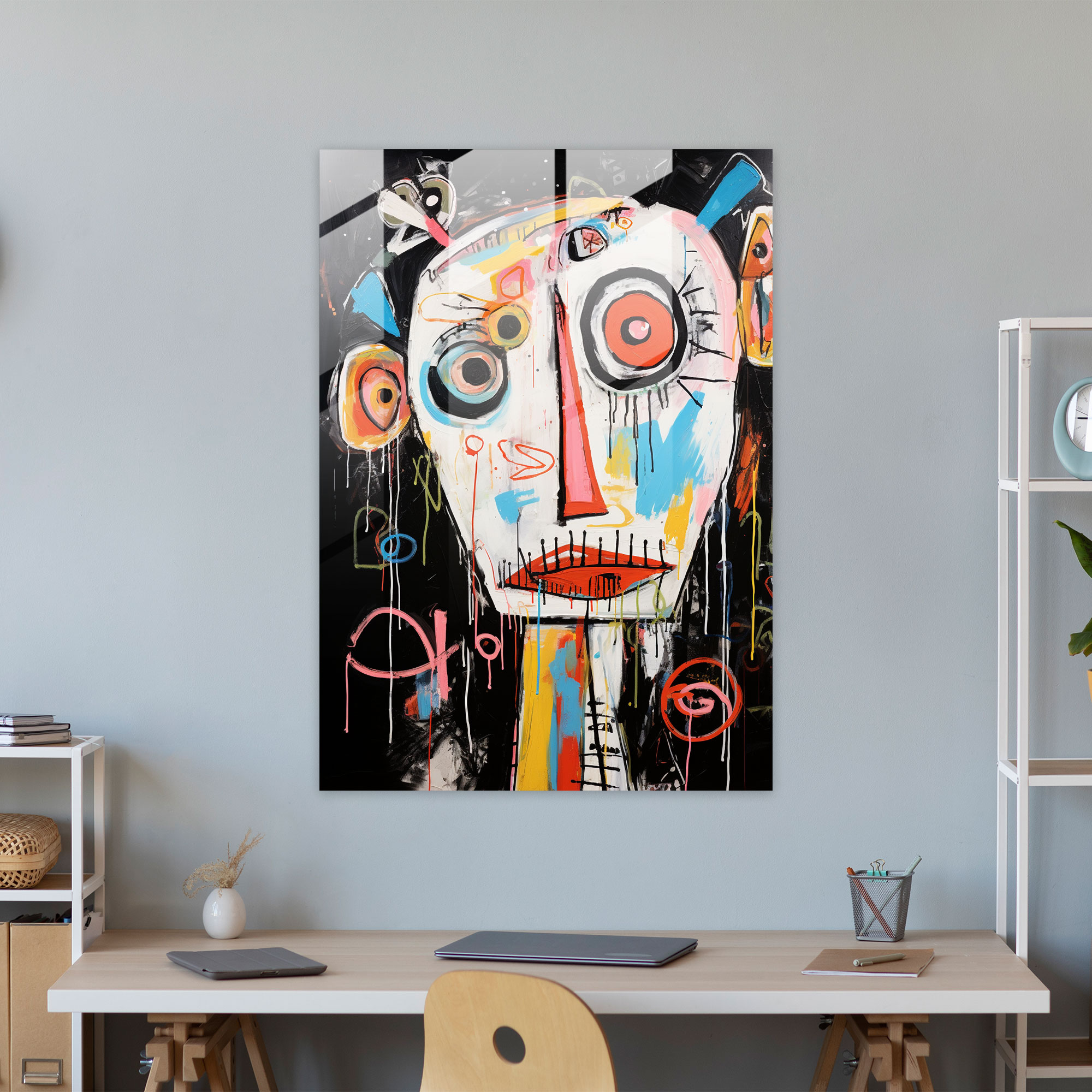 Basquiat Inspired Glass Art - Basquiat, Neo-Expressionism, Glass Print, Wall Decoration