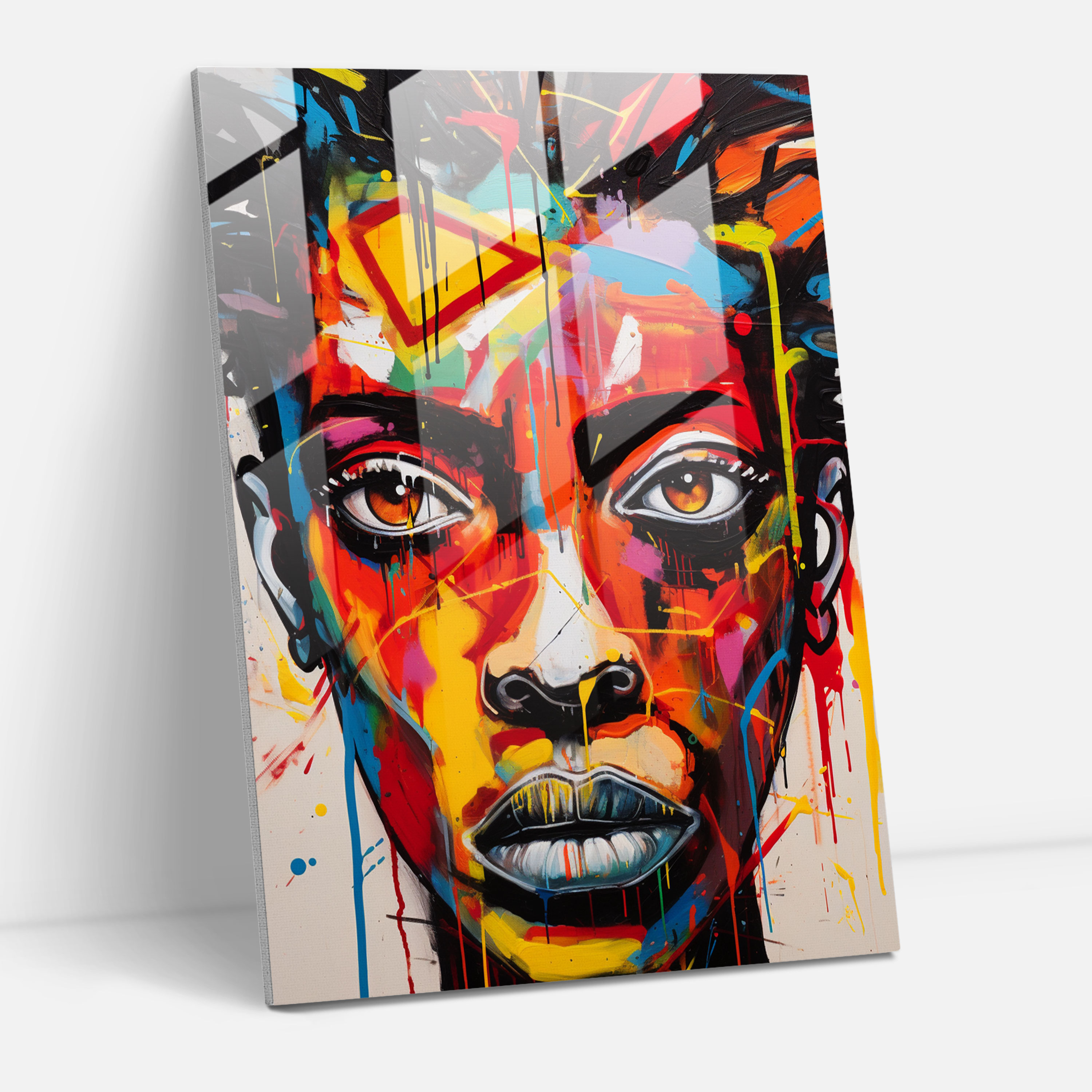 Basquiat Inspired Glass Wall Art - Basquiat, Modern Art, Basquiat, Glass Art