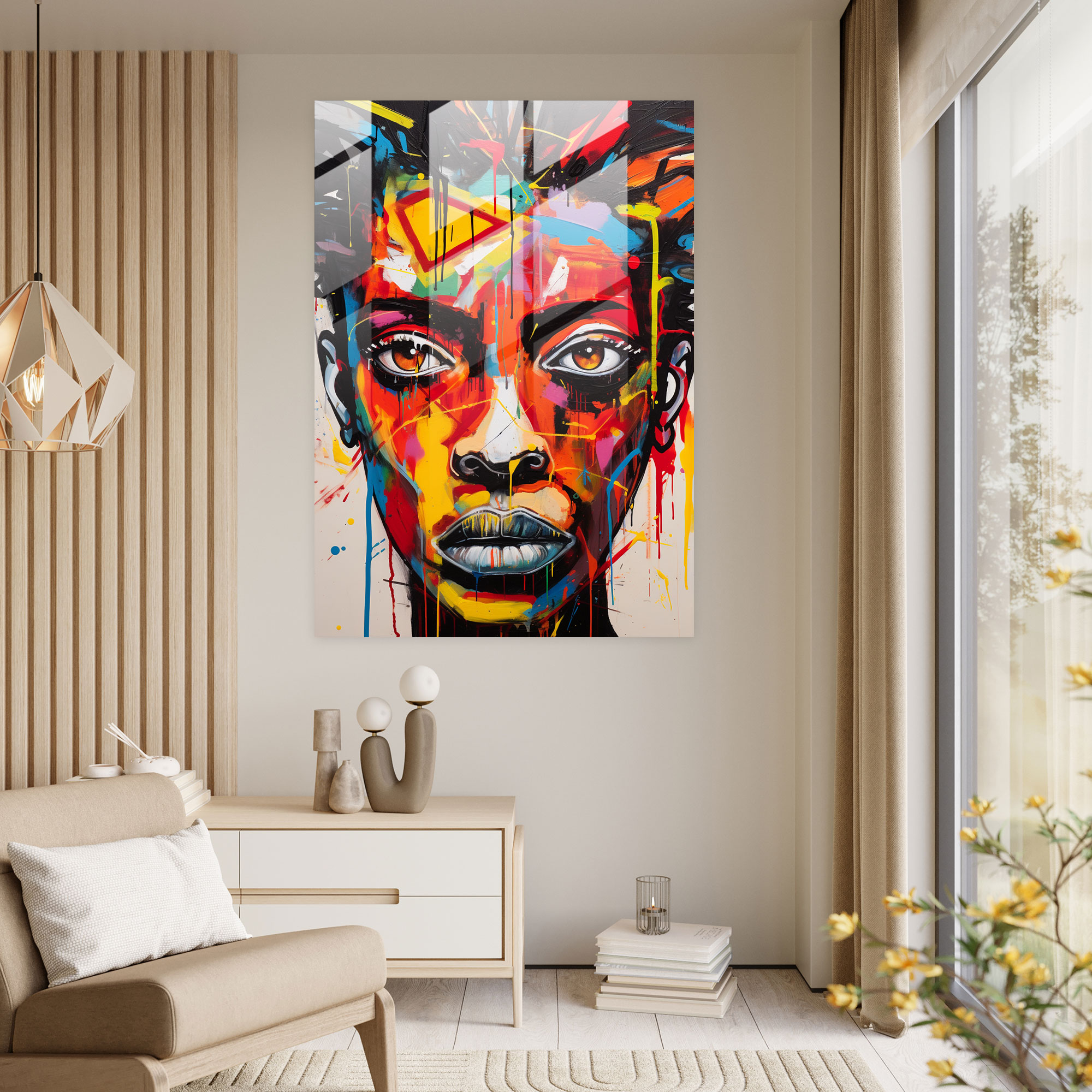 Basquiat Inspired Glass Wall Art - Basquiat, Modern Art, Basquiat, Glass Art