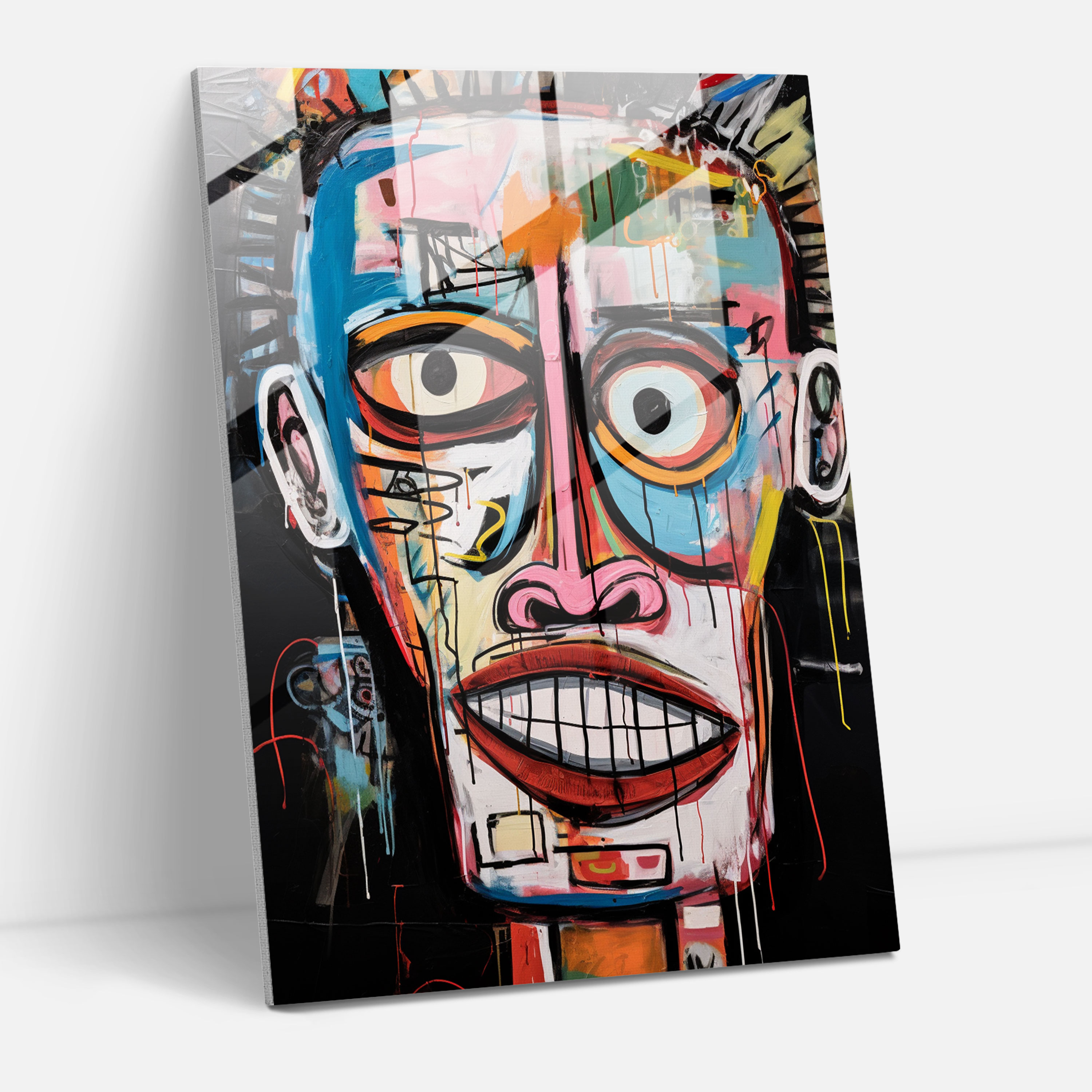 Basquiat Inspired Glass Art - Basquiat, Modern Art, Glass Wall Art, Glass Art
