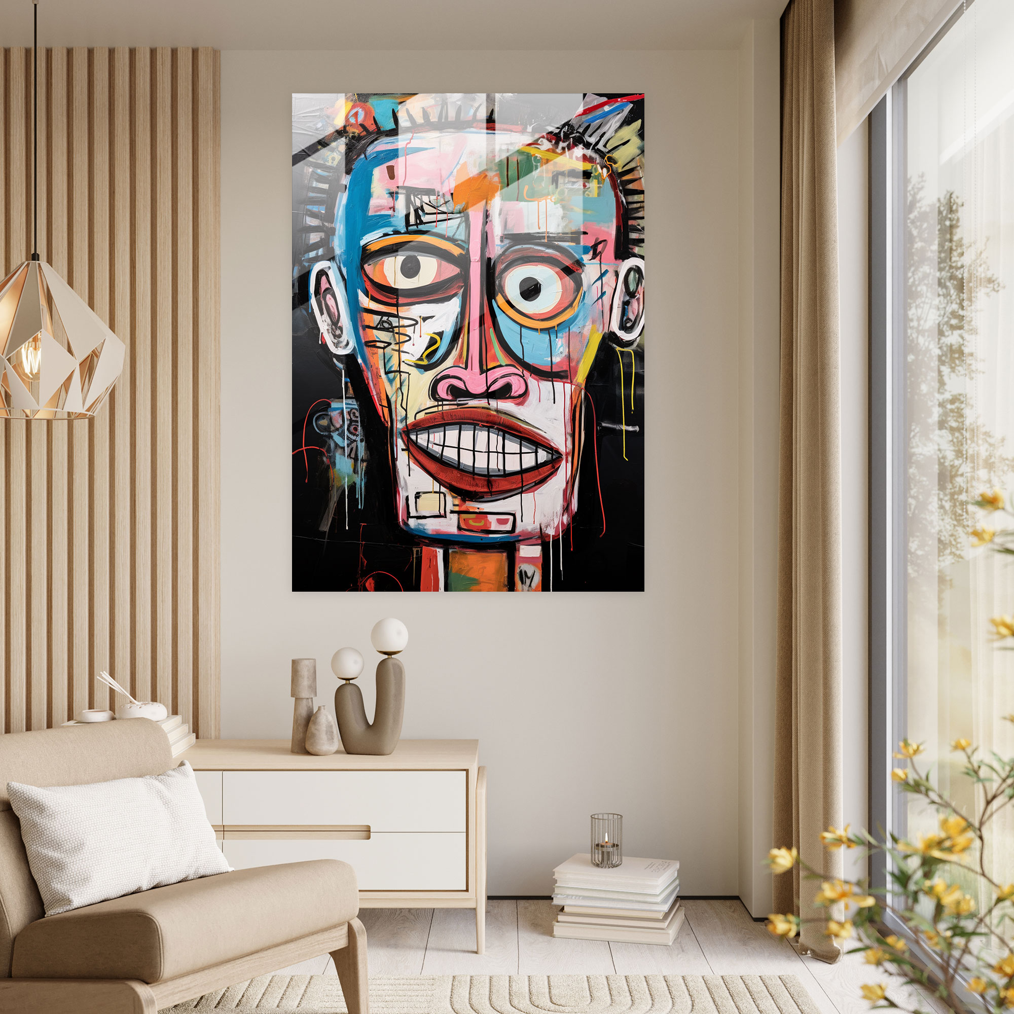 Basquiat Inspired Glass Art - Basquiat, Modern Art, Glass Wall Art, Glass Art