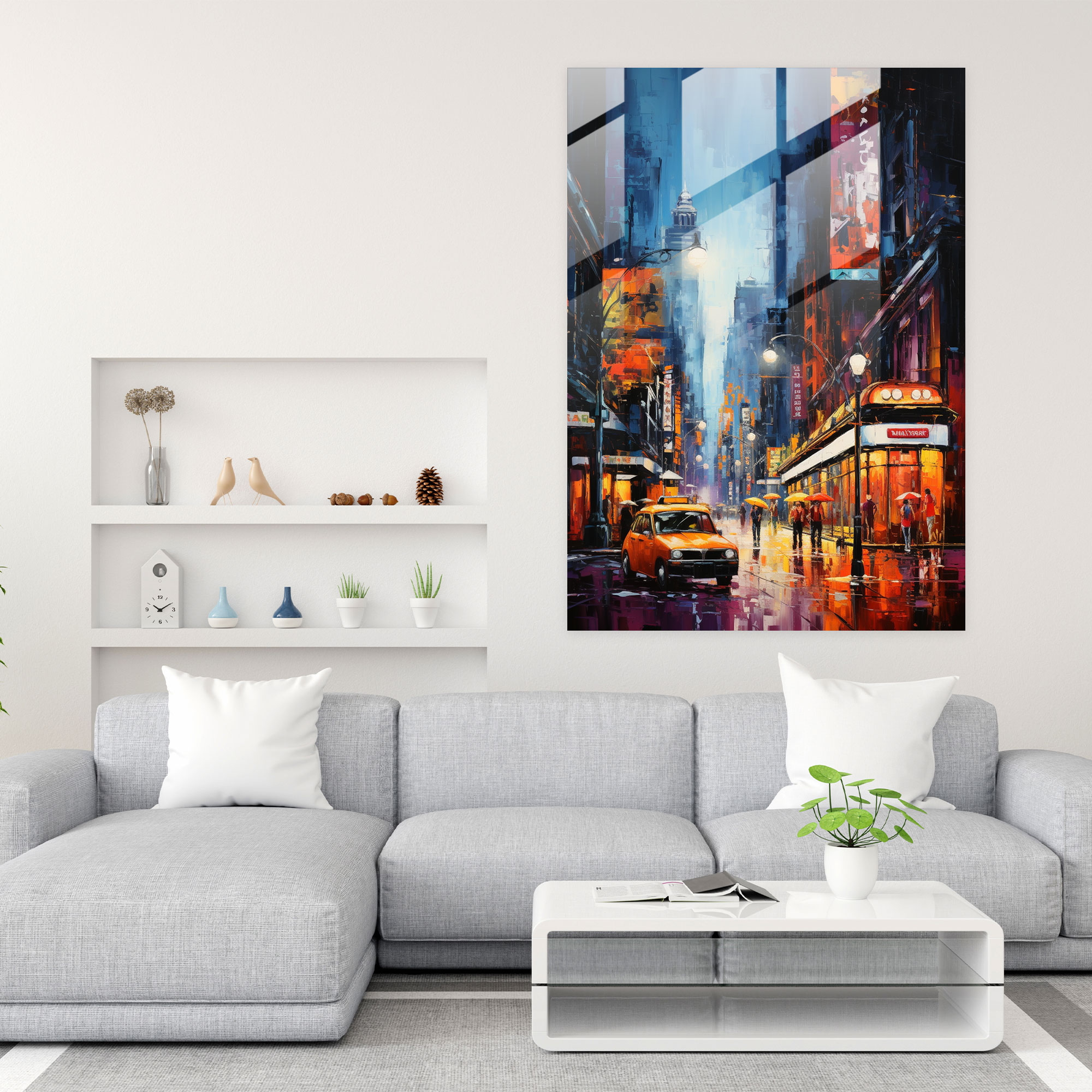 Basquiat Glass Wall Art: Dynamic Street Scene - Basquiat, Home Decoration, Urban Art, Wall Decoration