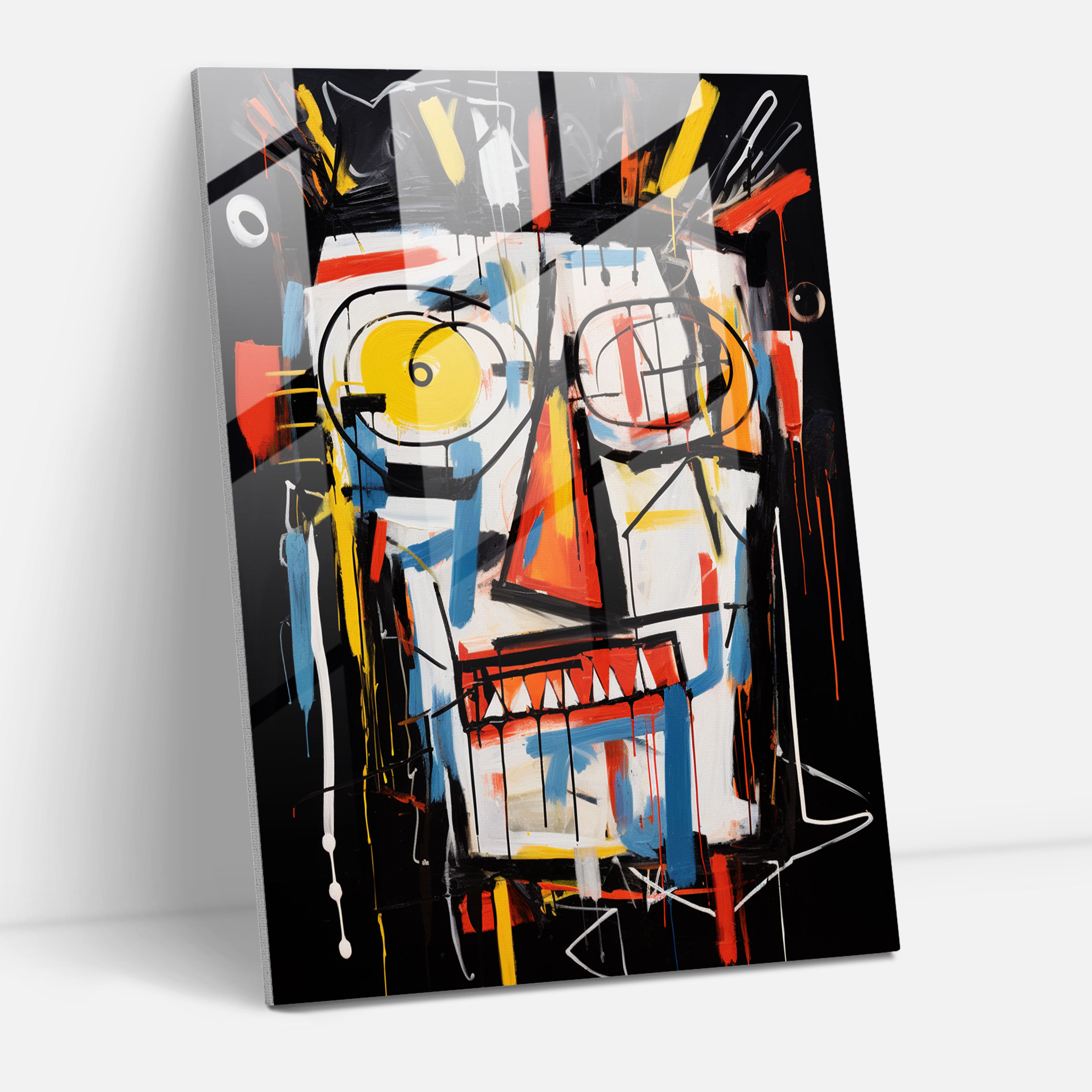 Basquiat Inspired Glass Art: Expressive Brushwork - Basquiat, Abstract Brushwork, Basquiat, Glass Art