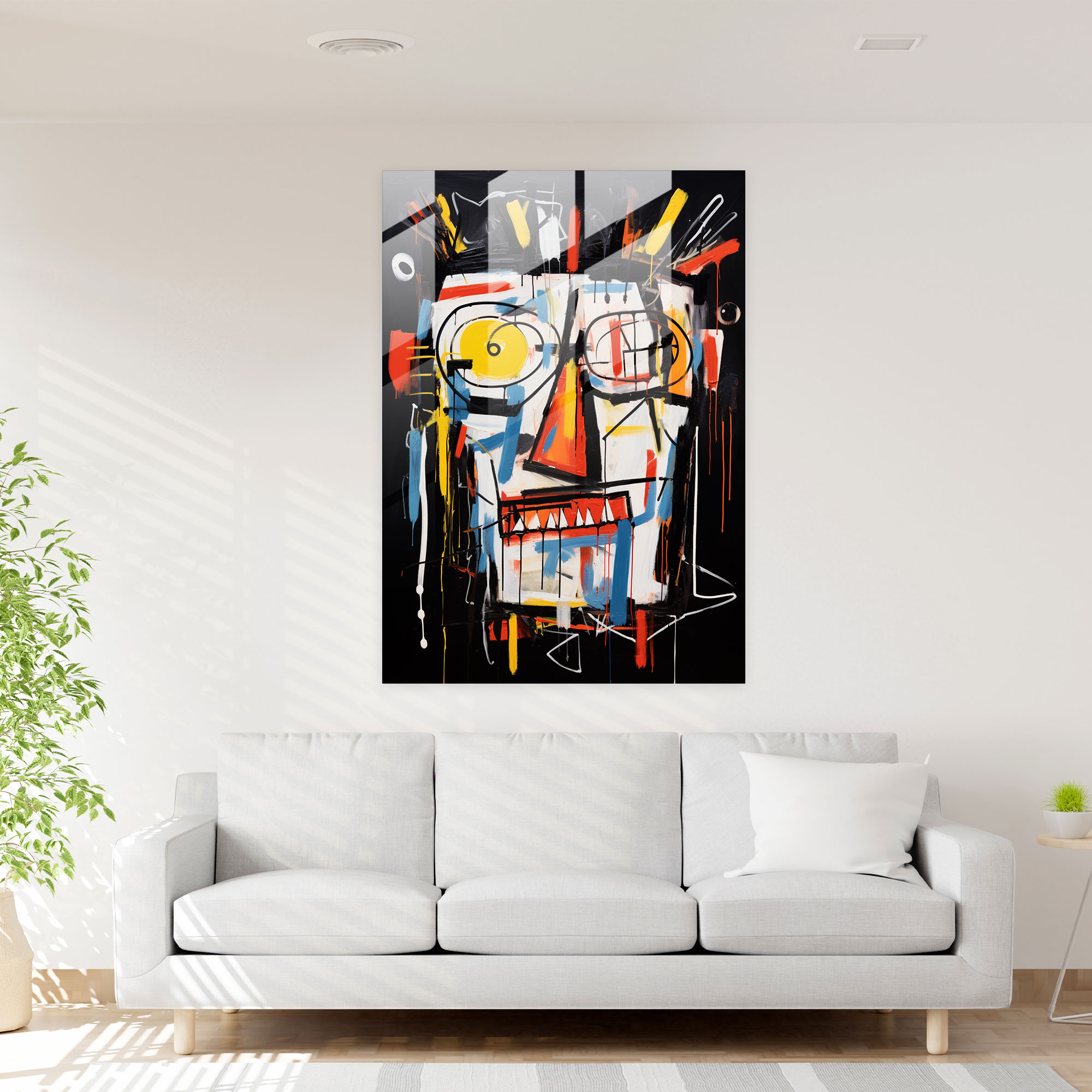 Basquiat Inspired Glass Art: Expressive Brushwork - Basquiat, Abstract Brushwork, Basquiat, Glass Art