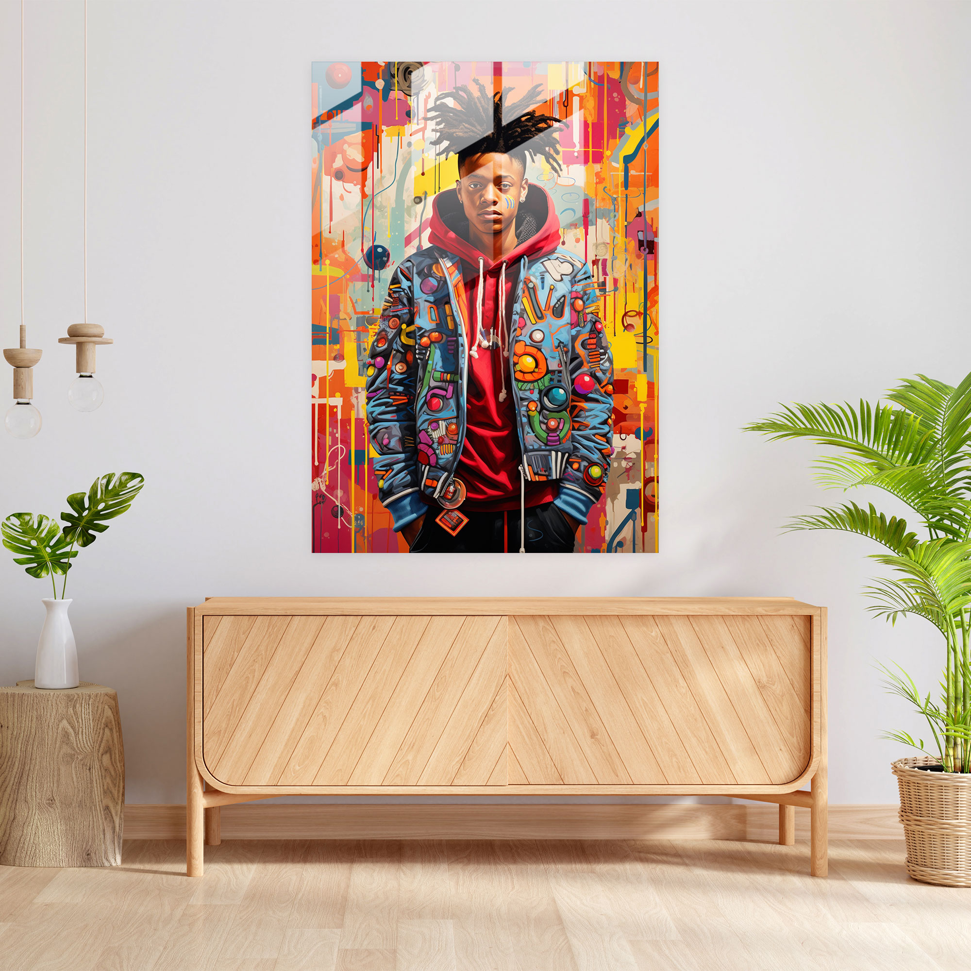 Basquiat Glass Wall Decoration: Modern Graffiti Art - Basquiat, Wall Decoration, Glass Print, Glass Wall Art