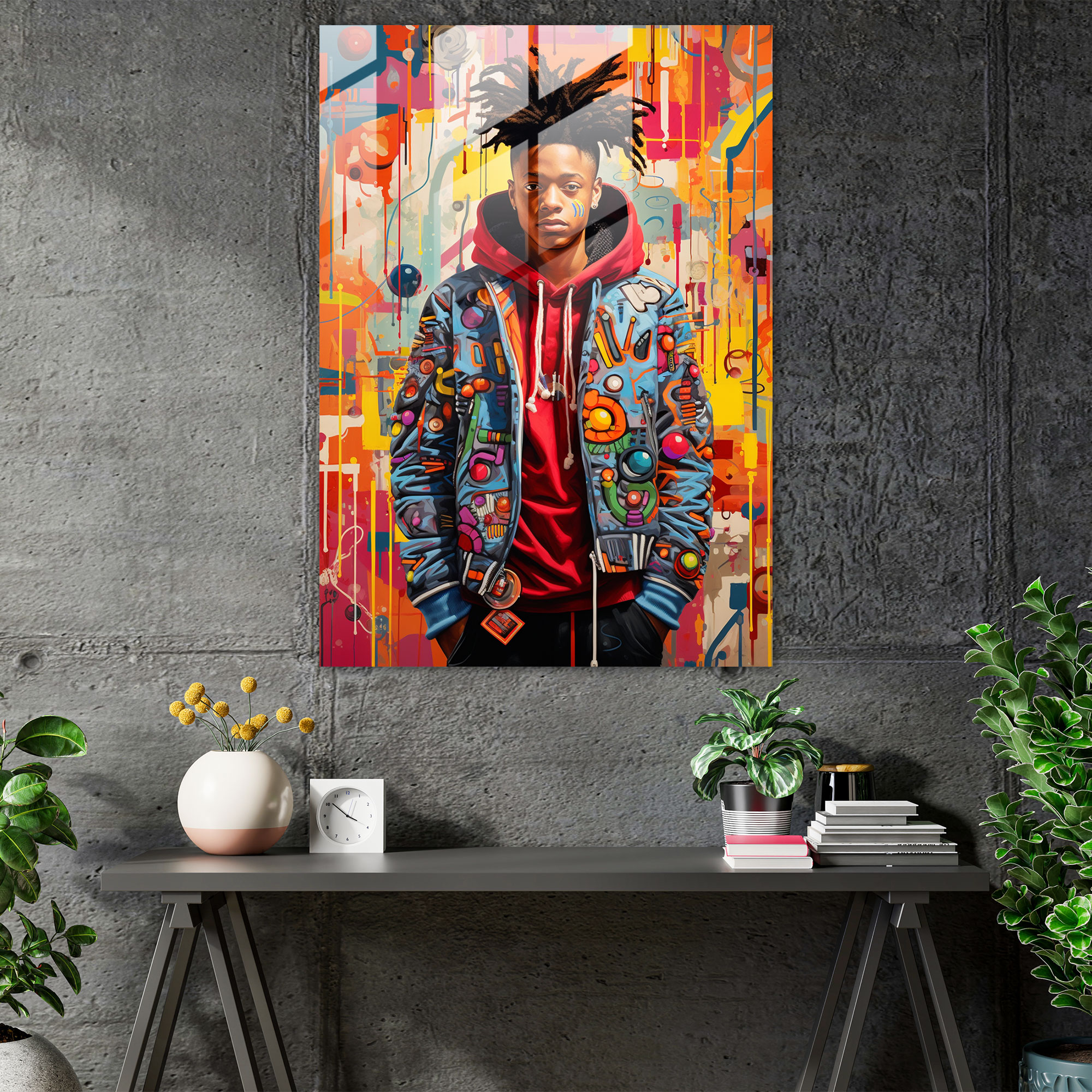 Basquiat Glass Wall Decoration: Modern Graffiti Art - Basquiat, Wall Decoration, Glass Print, Glass Wall Art