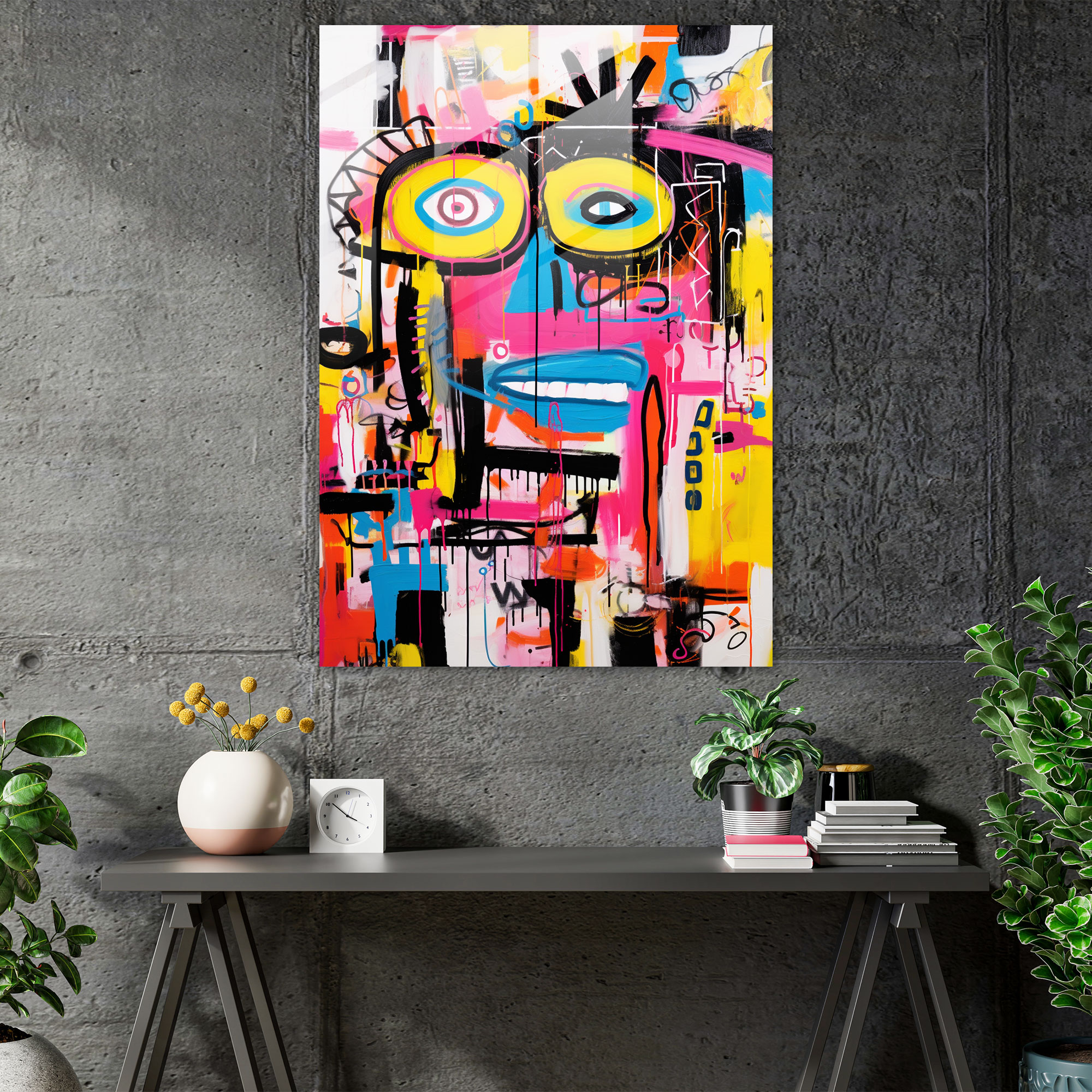 Basquiat Glass Print - Basquiat, Home Decoration, Modern Art, Basquiat