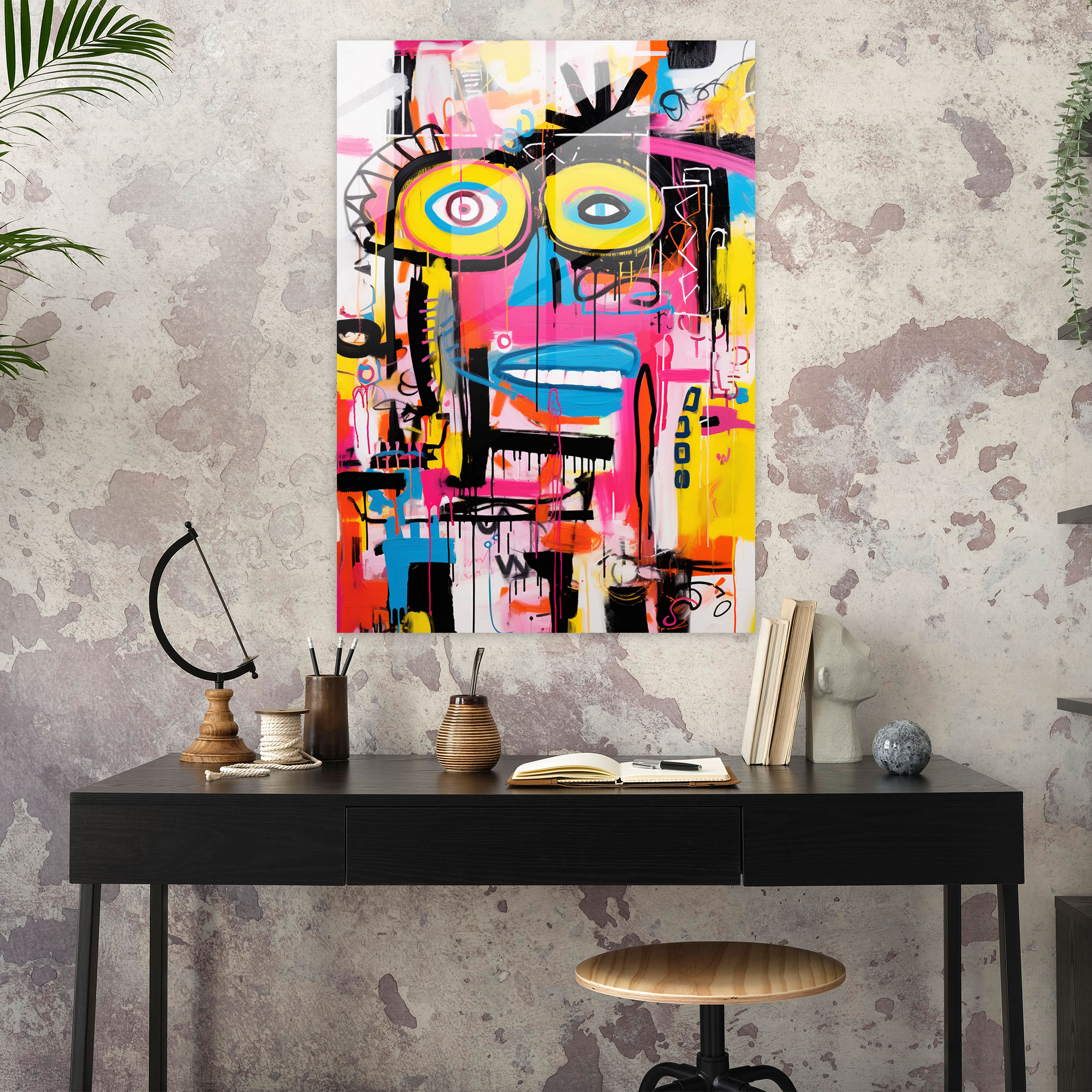 Basquiat Glass Print - Basquiat, Home Decoration, Modern Art, Basquiat