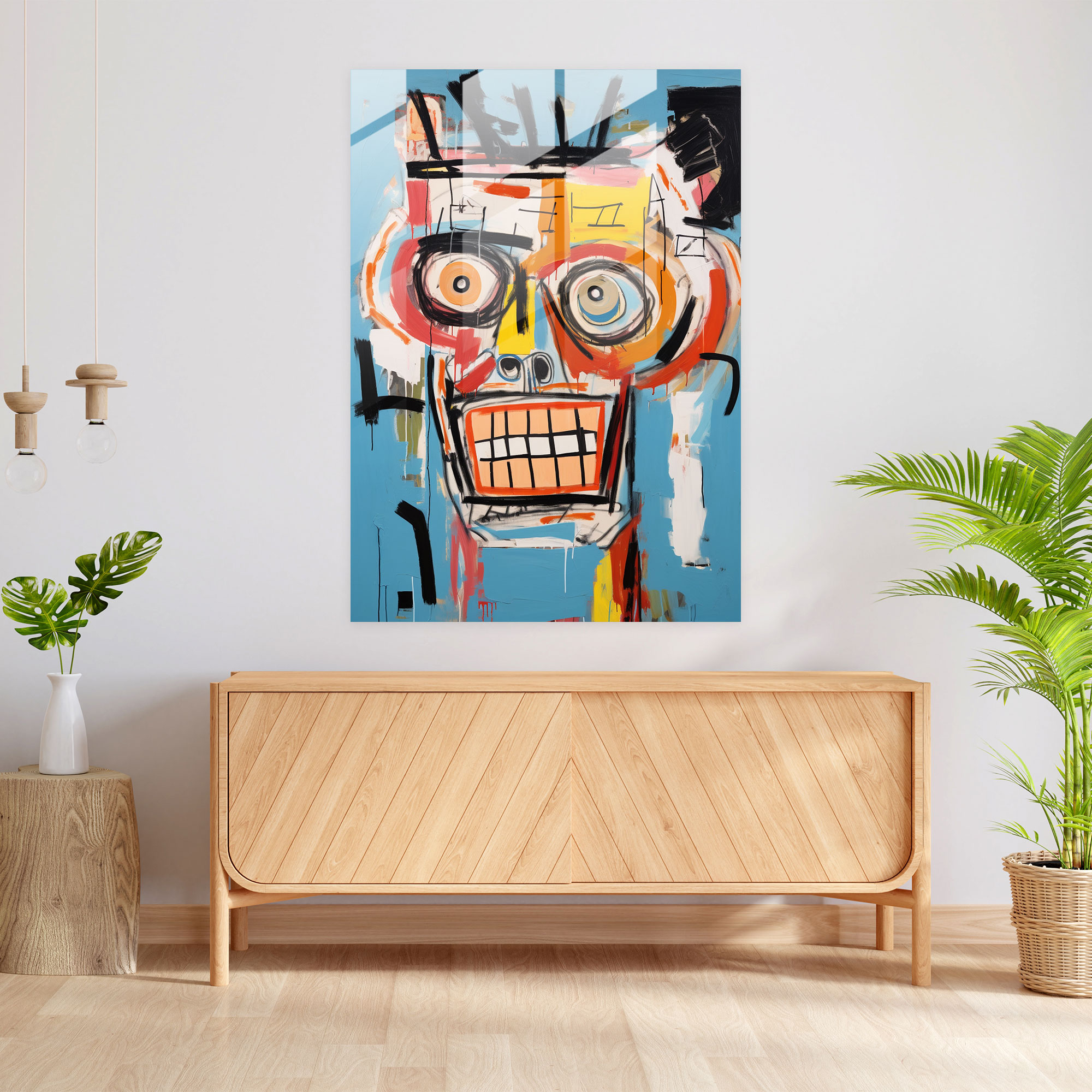 Modern Art Glass Wall Art - Basquiat, Neo-Expressionist Painting, Glass Wall Art, Glass Print