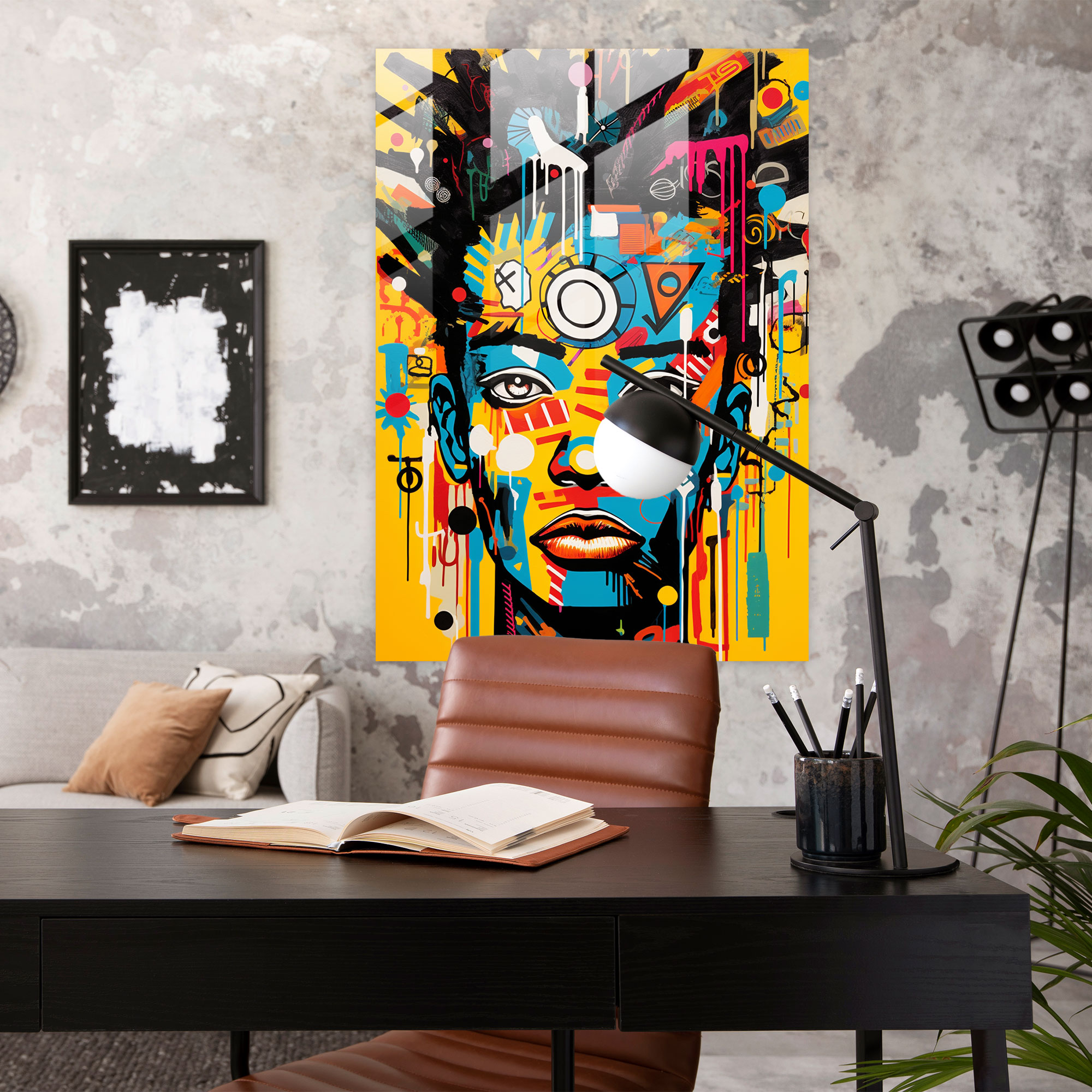 Basquiat Pop Art Glass Print - Basquiat, Home Decoration, Modern Art, Glass Art