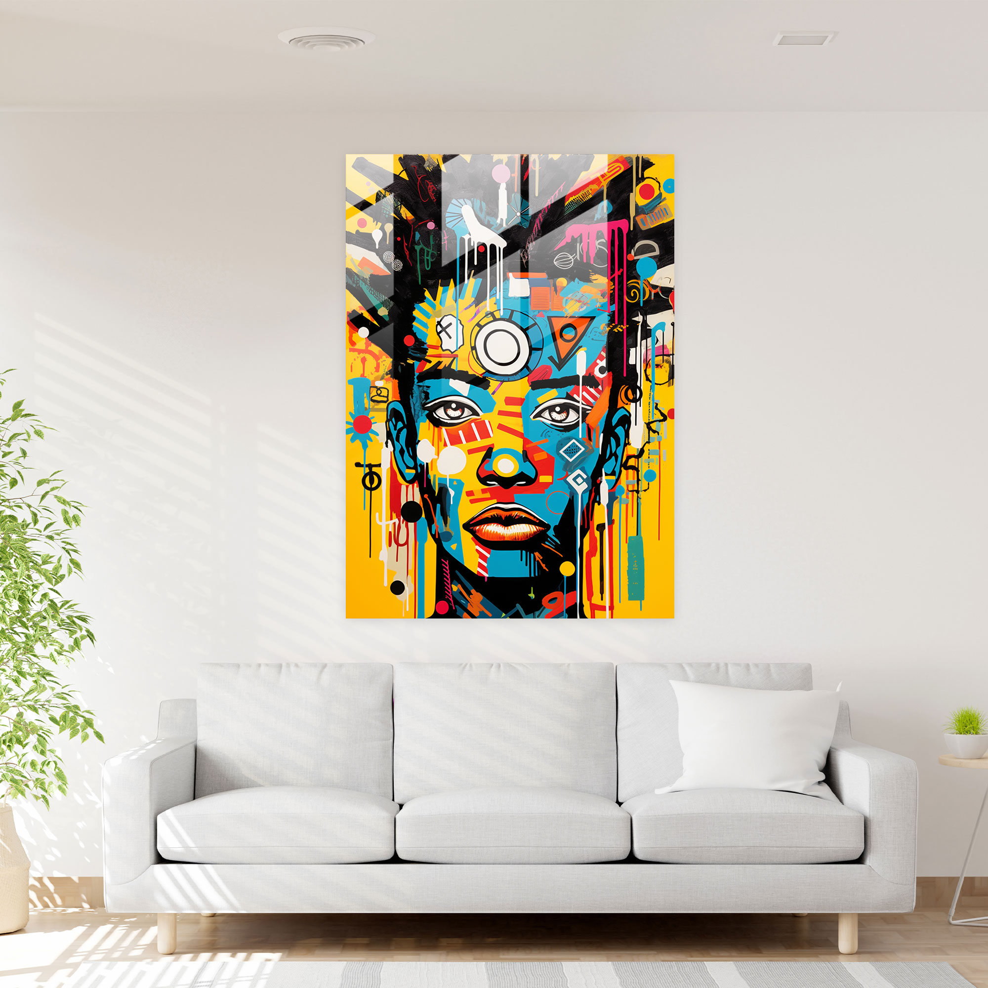 Basquiat Pop Art Glass Print - Basquiat, Home Decoration, Modern Art, Glass Art