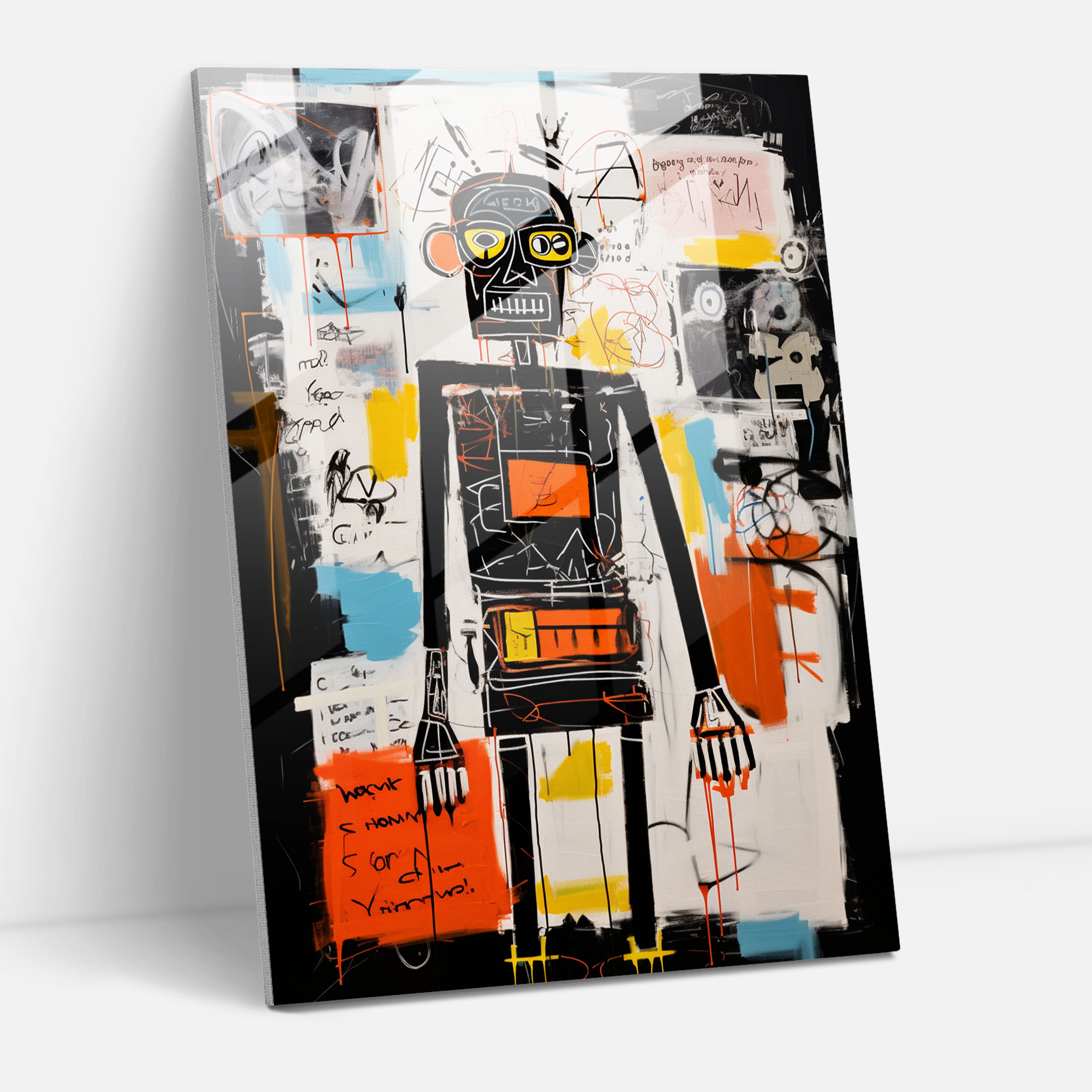 Basquiat Temalı Cam Tablo - Modern Sanat Etkileyici Cam Sanat