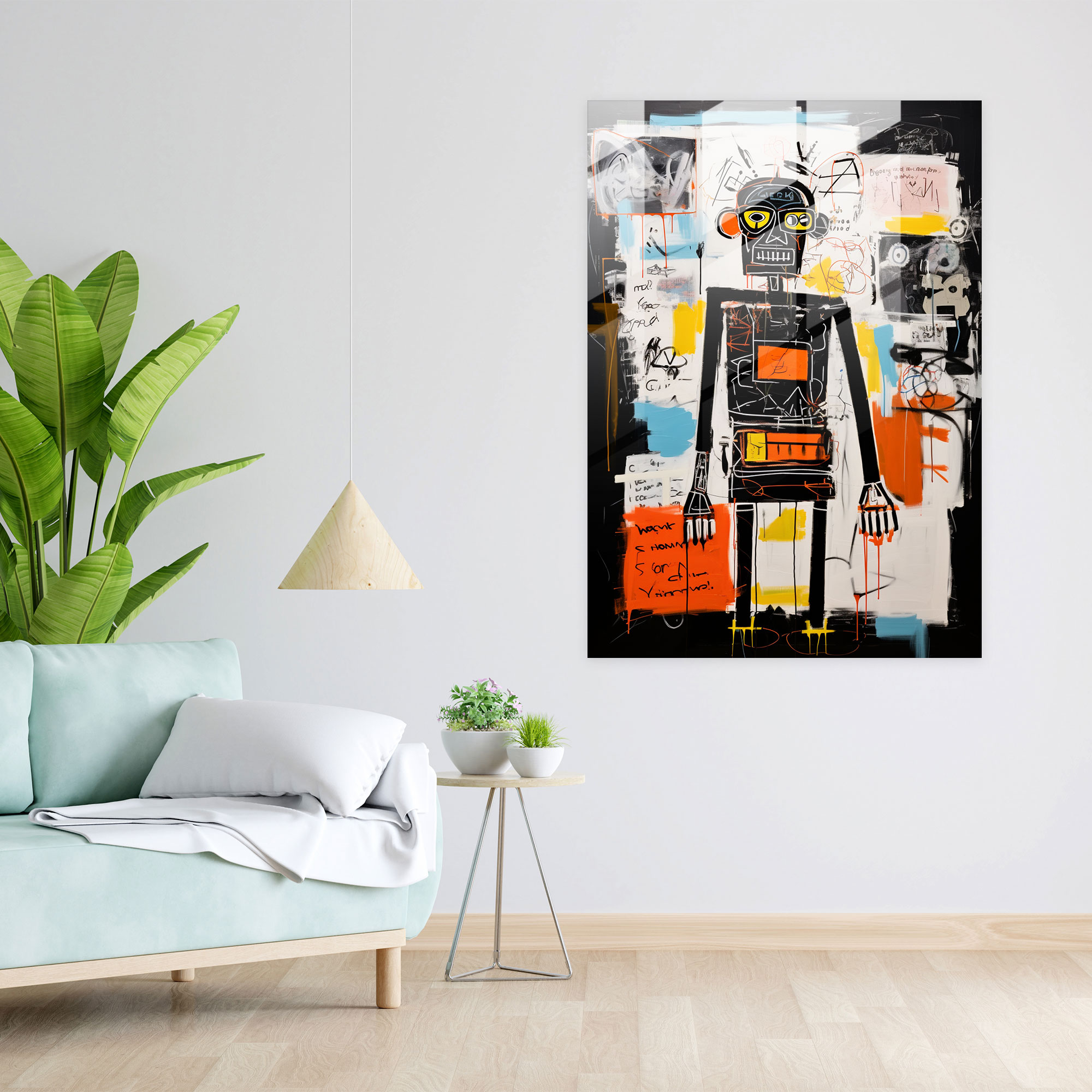 Basquiat Temalı Cam Tablo - Modern Sanat Etkileyici Cam Sanat