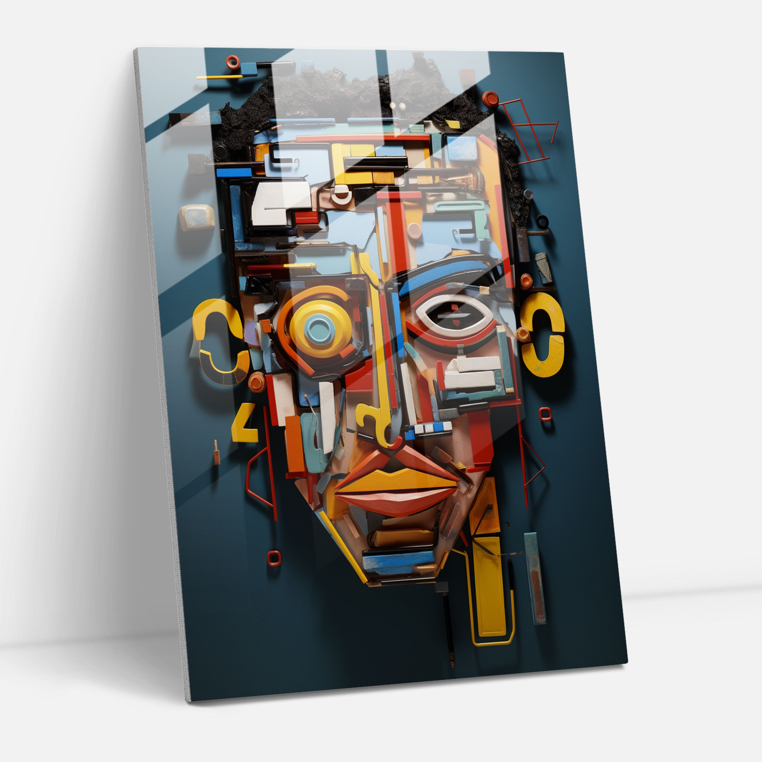 Renkli Soyut Cam Duvar Sanatı - Basquiat Cam Sanatı Duvar Sanatı