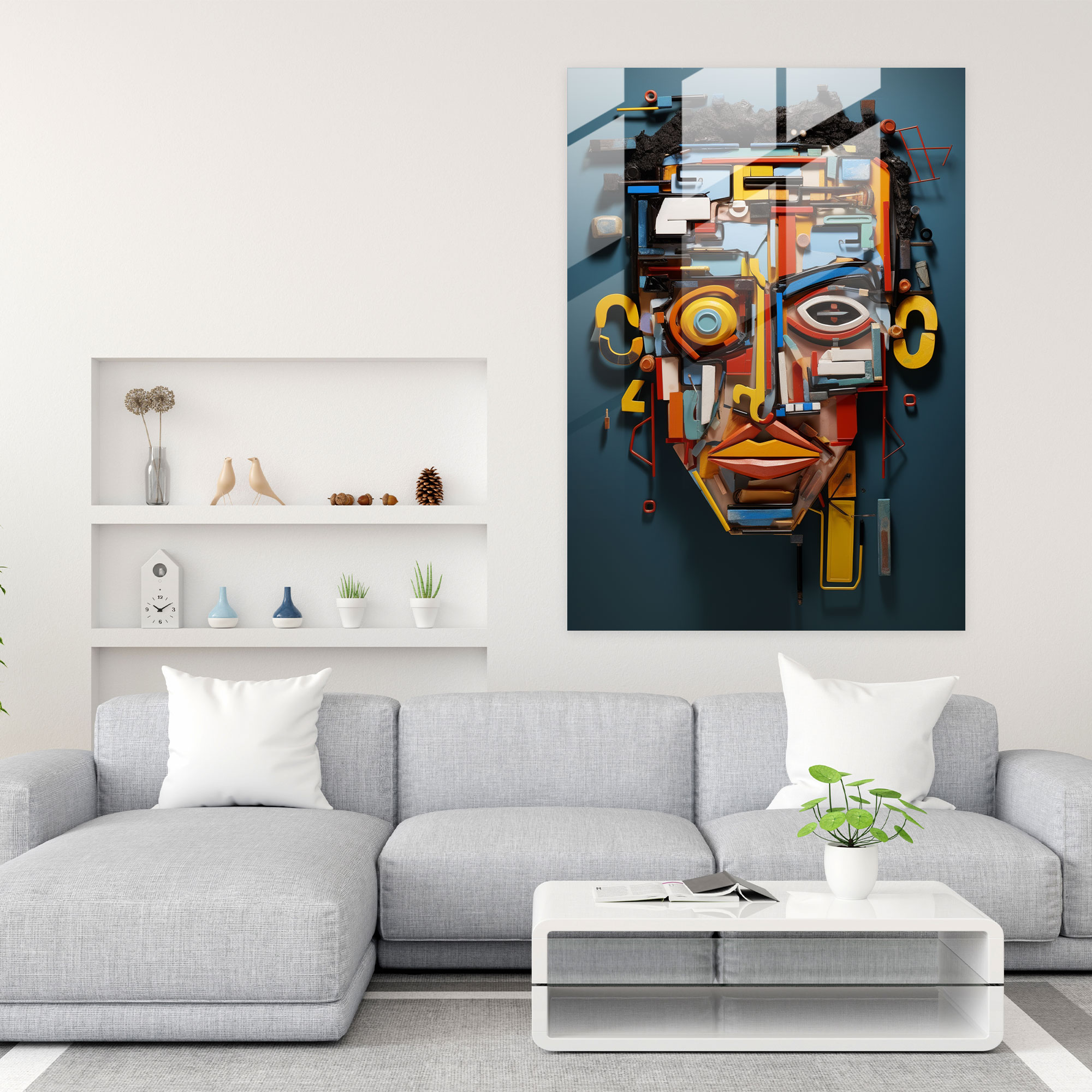 Renkli Soyut Cam Duvar Sanatı - Basquiat Cam Sanatı Duvar Sanatı