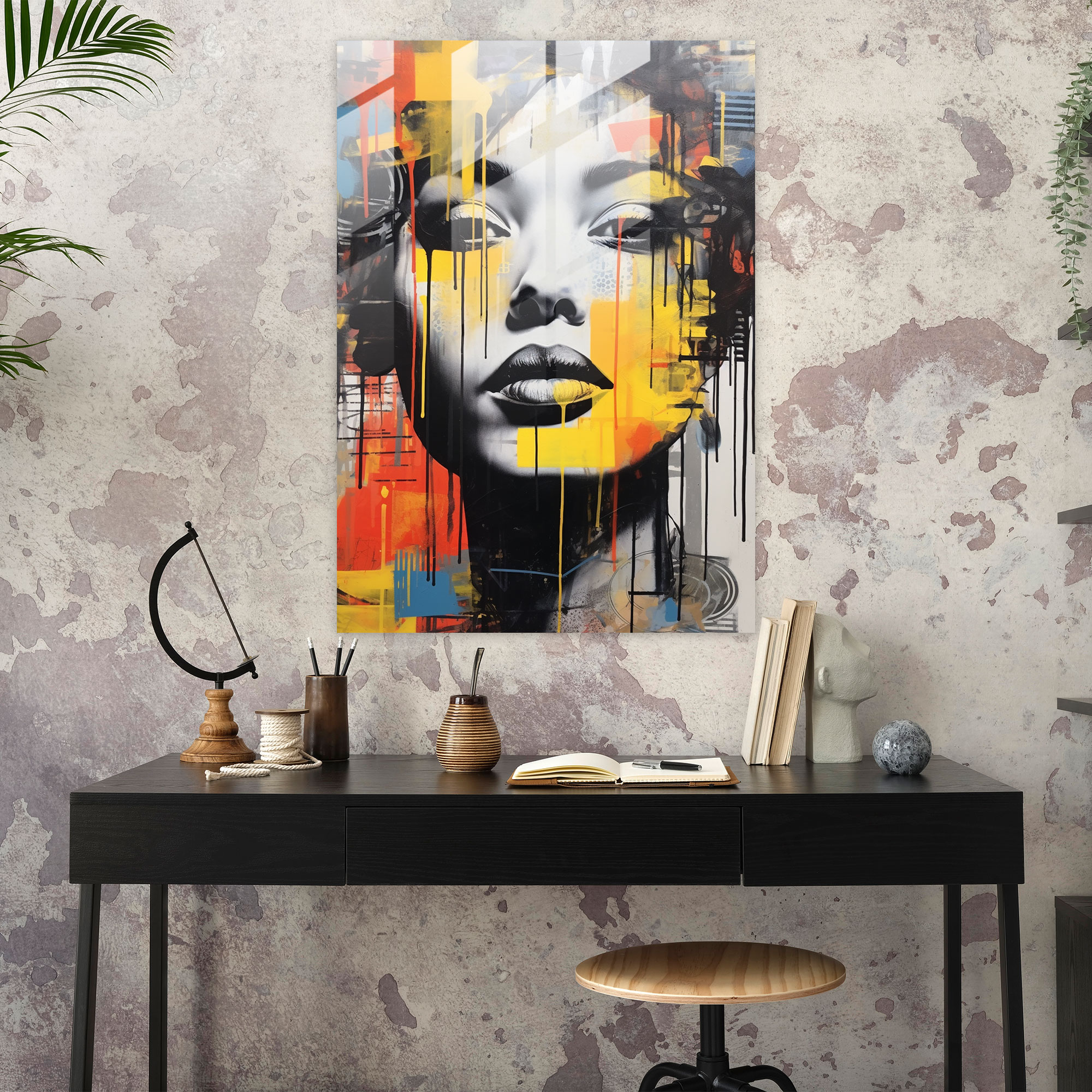 Basquiat Glass Print - Basquiat, Spray Paint, Glass Art, Wall Decoration