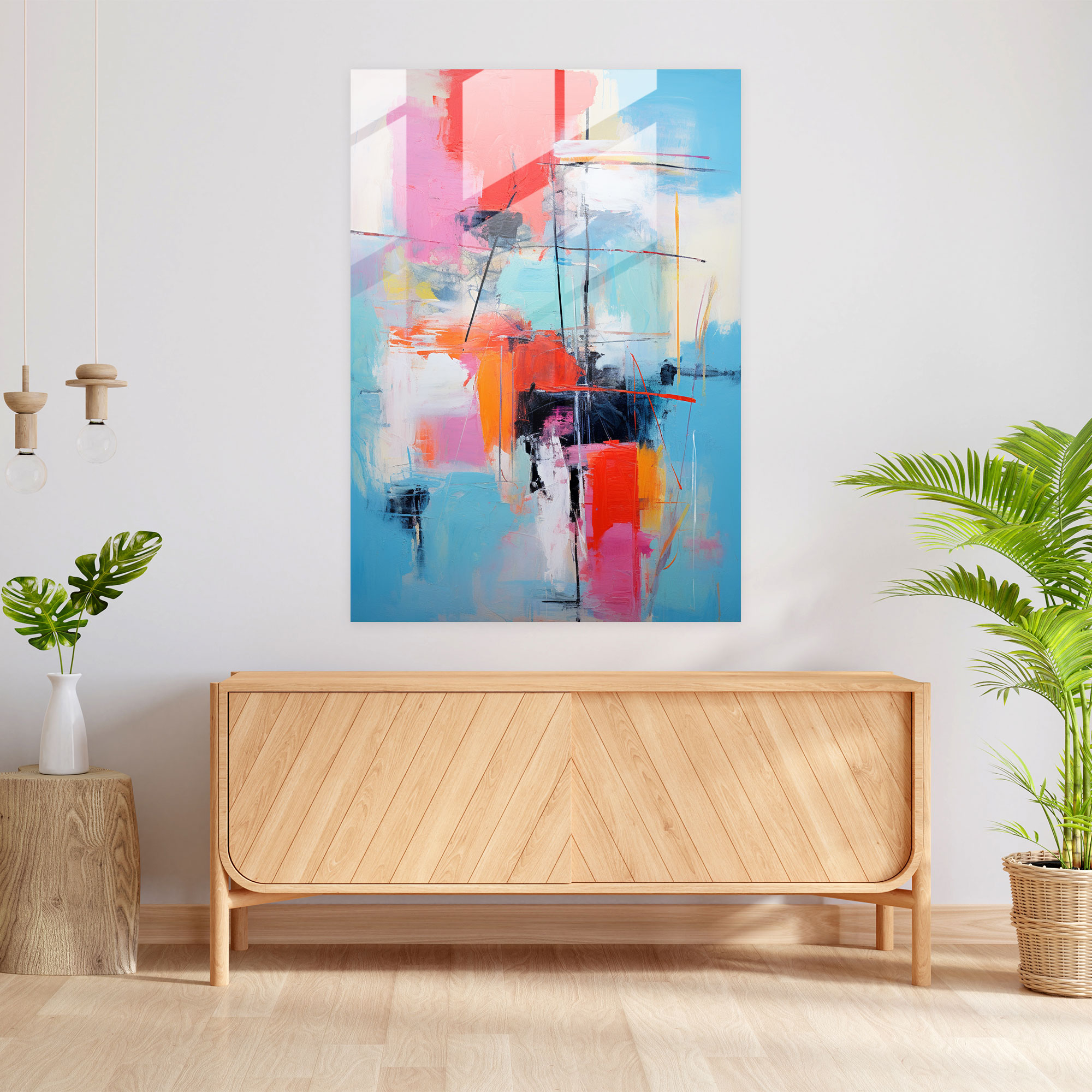 Basquiat Glass Wall Art - Basquiat, Glass Print, Glass Wall Art, Bold Color Palette