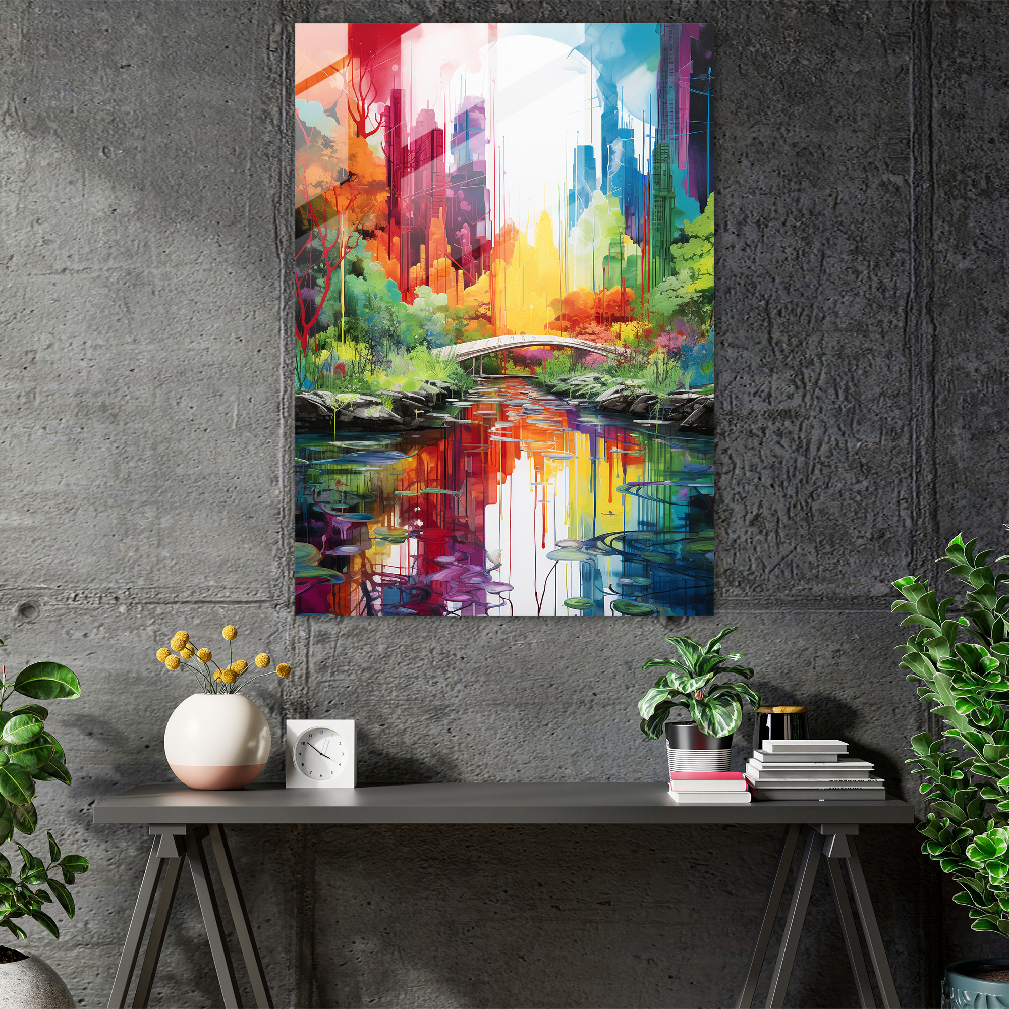 Basquiat Wall Decoration - Basquiat, City And Nature, Glass Art, Vibrant Colors
