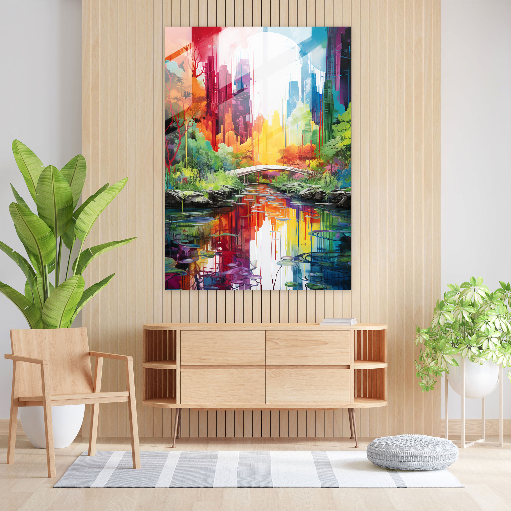 Basquiat Wall Decoration - Basquiat, City And Nature, Glass Art, Vibrant Colors