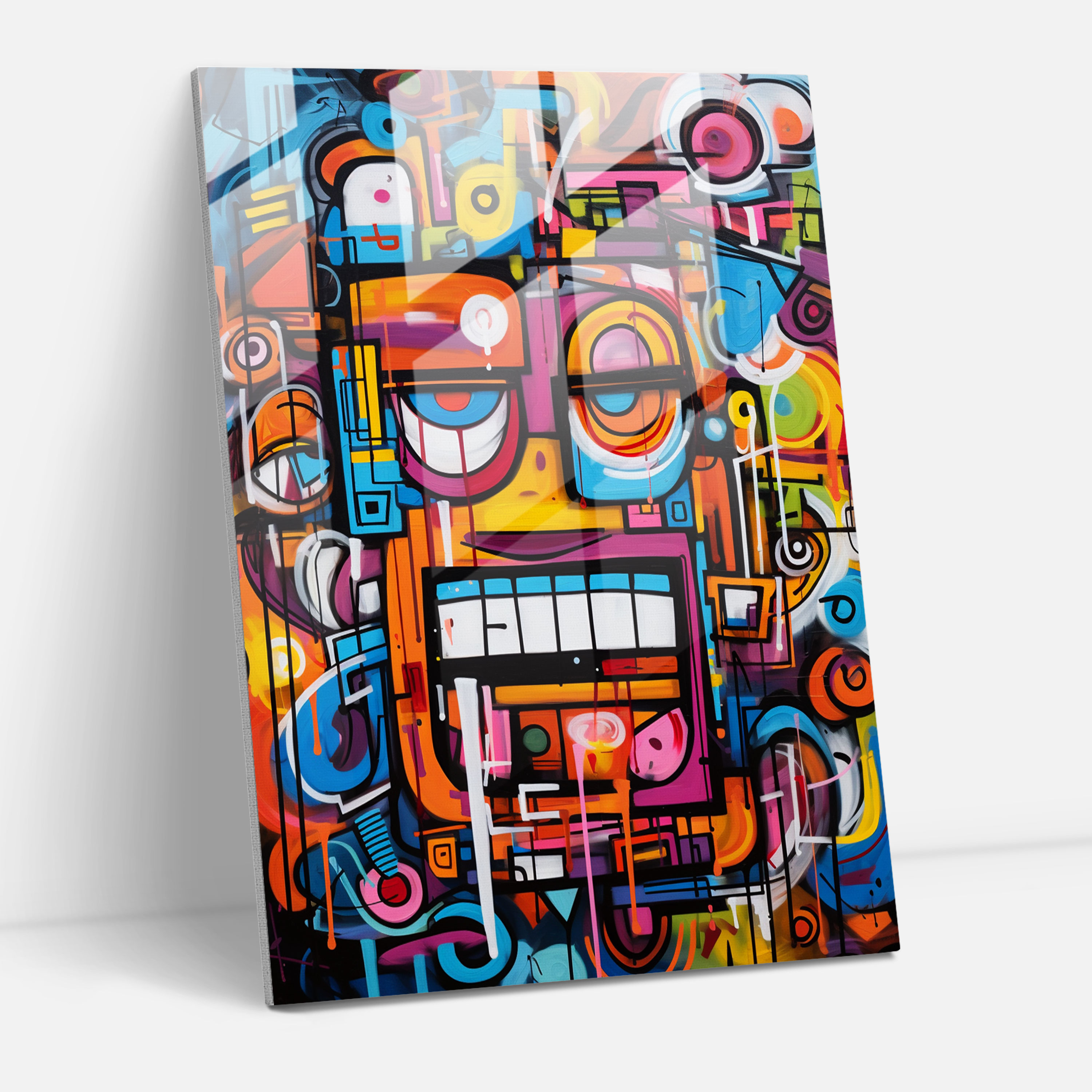 Basquiat Cam Tablo - Soyut Graffiti Sanatı - Basquiat Cam Duvar Sanatı Kültür Soyut Graffiti Sanatı