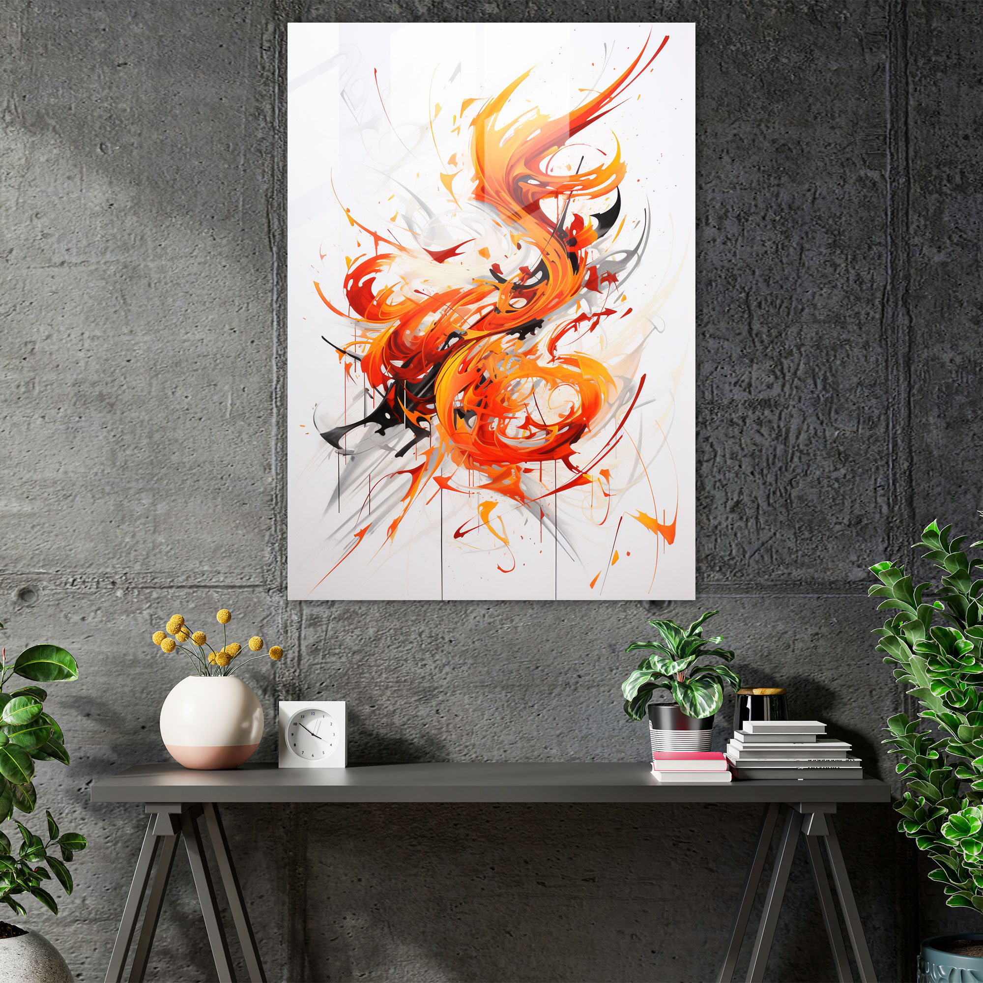 Basquiat Glass Print - Bold Calligraphy - Basquiat, Glass Art, Dynamic Brush Movements, Glass Wall Art