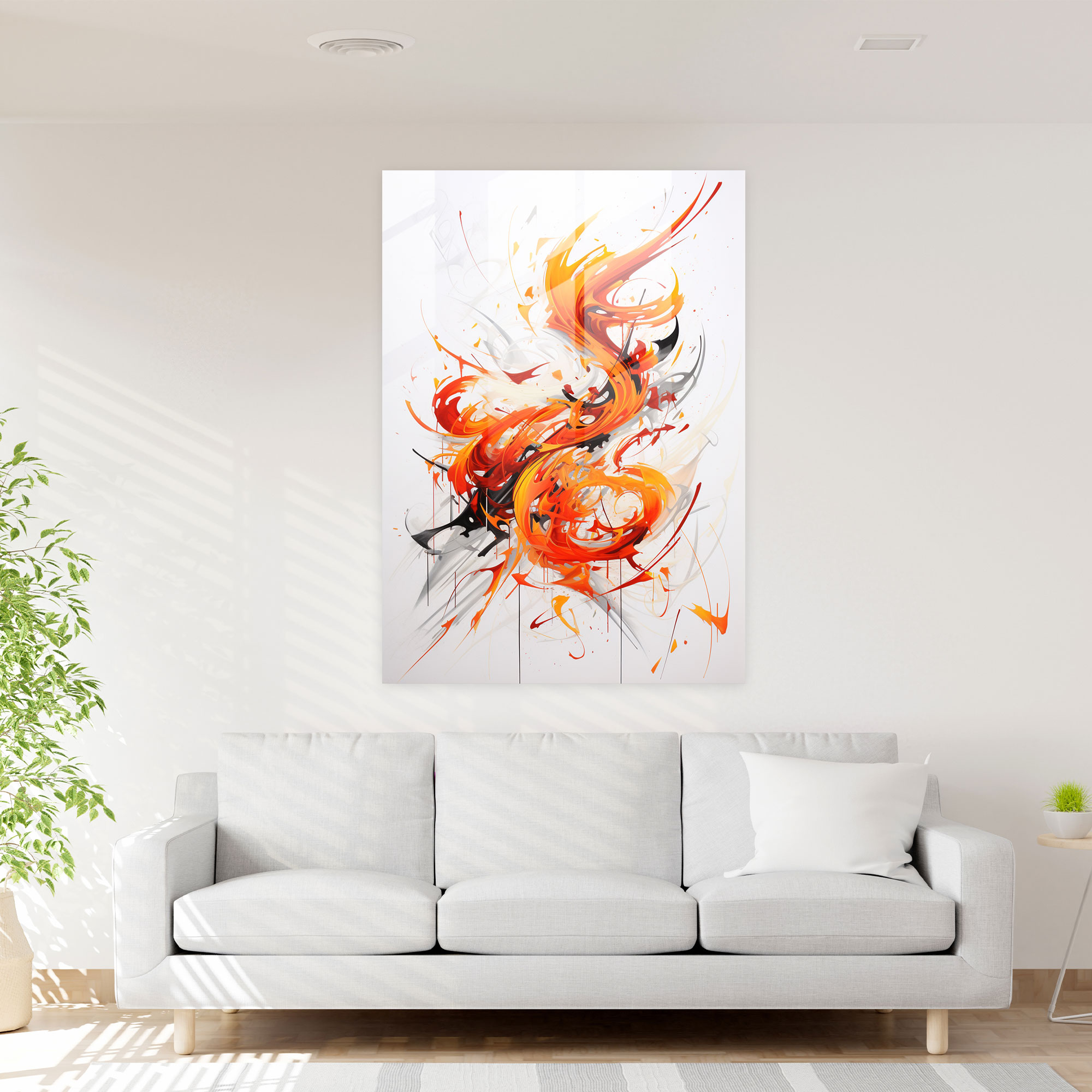 Basquiat Glass Print - Bold Calligraphy - Basquiat, Glass Art, Dynamic Brush Movements, Glass Wall Art