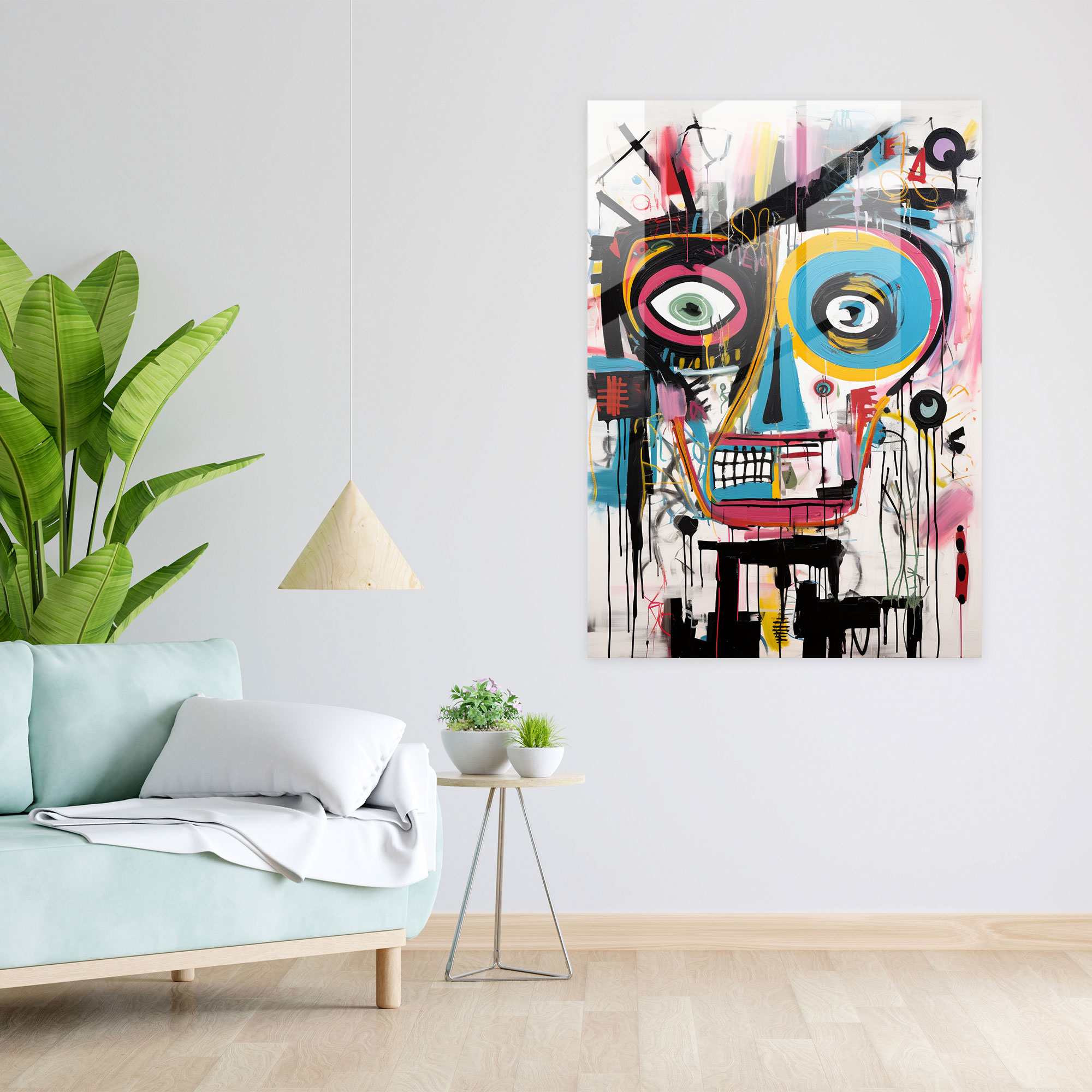 Basquiat Glass Print - Abstract Expressionist Masterpiece - Basquiat, Glass Print, Colors, Vibrant Explosion