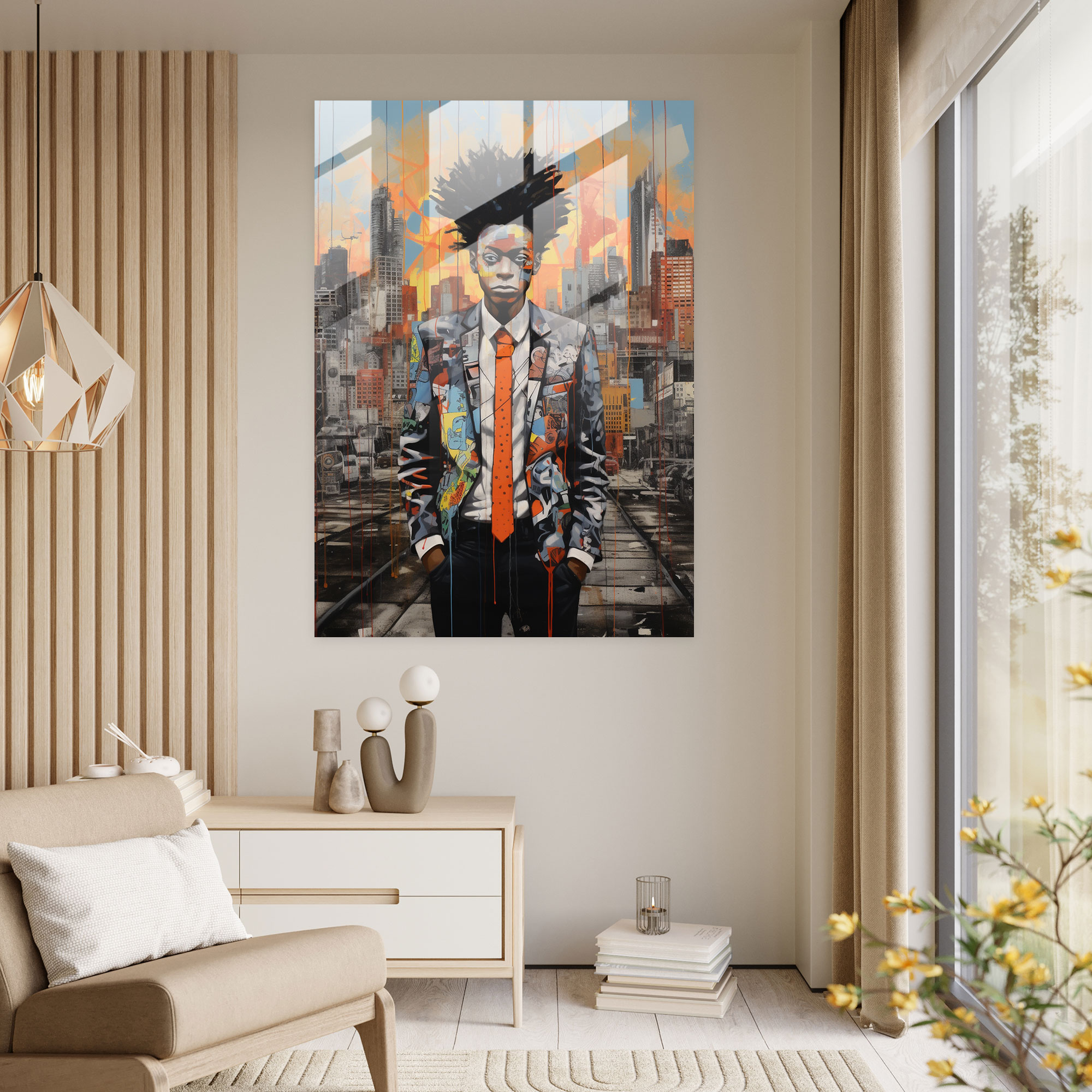 Basquiat Glass Print - Figurative Urban Art - Basquiat, Modern Art, Basquiat, Striking Portrayal