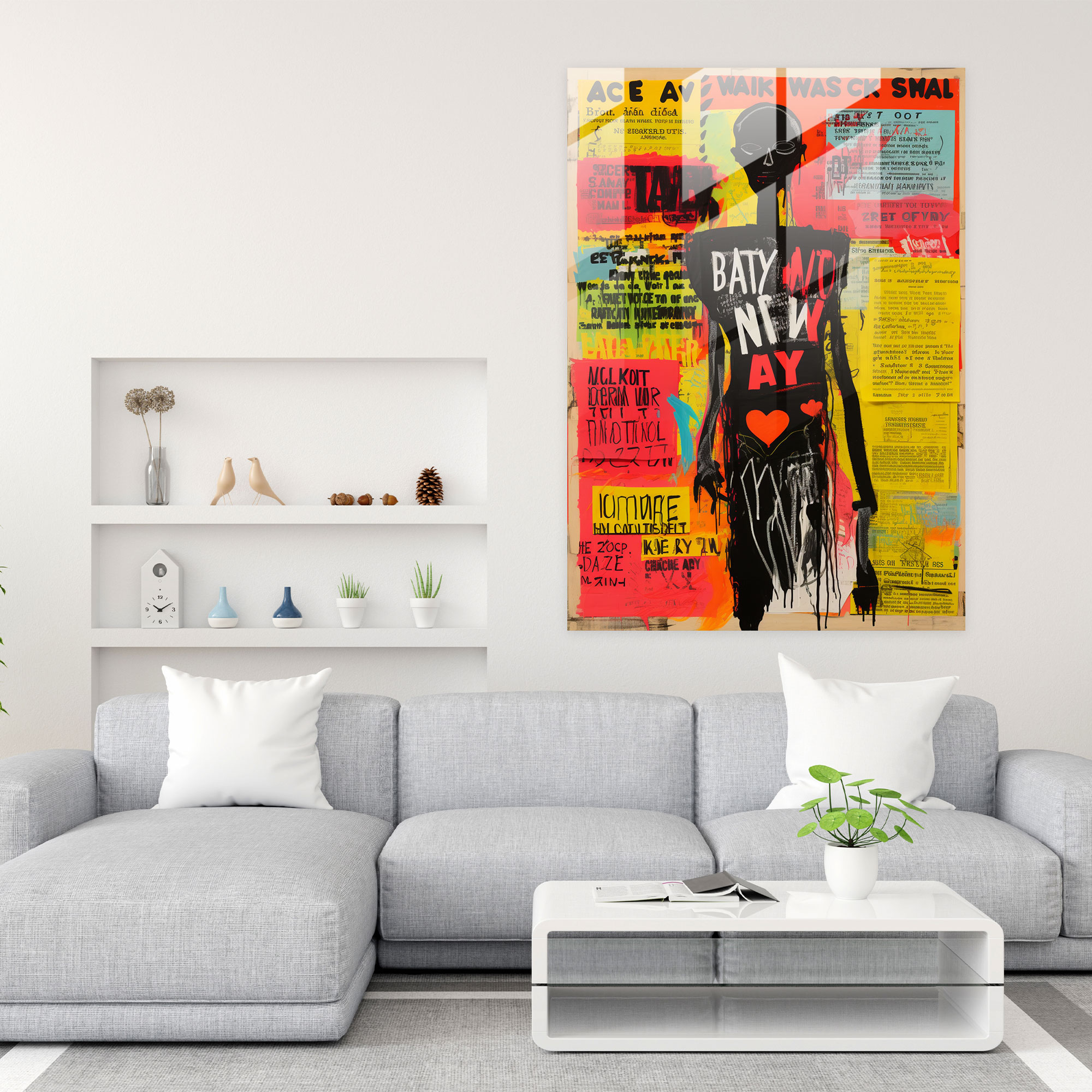 Basquiat Glass Print - Collage Of Handwritten Text - Basquiat, Introspective, Collage Of Handwritten Text, Wall Decoration