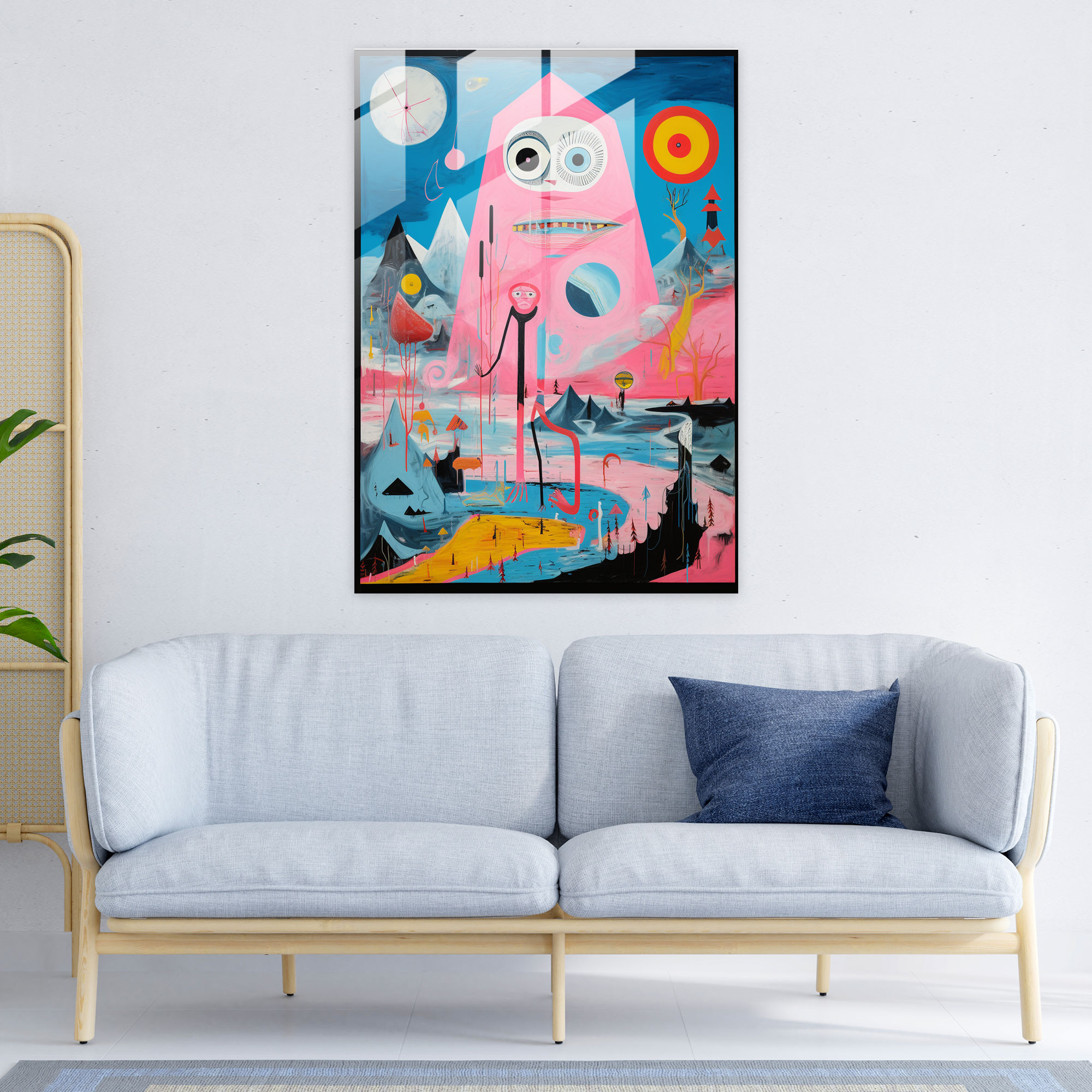 Basquiat Glass Print - Surreal Landscape Glass Wall Art - Basquiat, Surreal Landscape, Dreamlike Elements, Glass Art