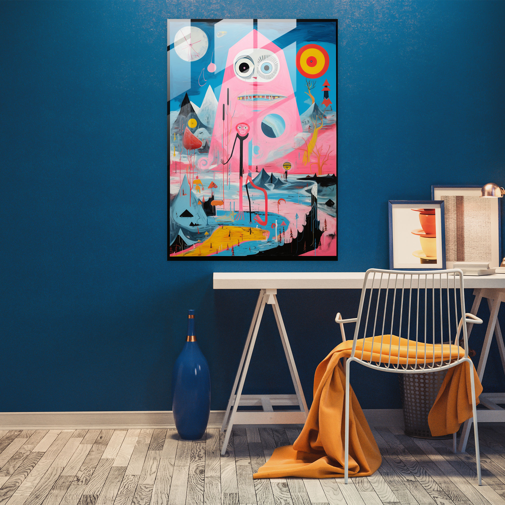 Basquiat Glass Print - Surreal Landscape Glass Wall Art - Basquiat, Surreal Landscape, Dreamlike Elements, Glass Art