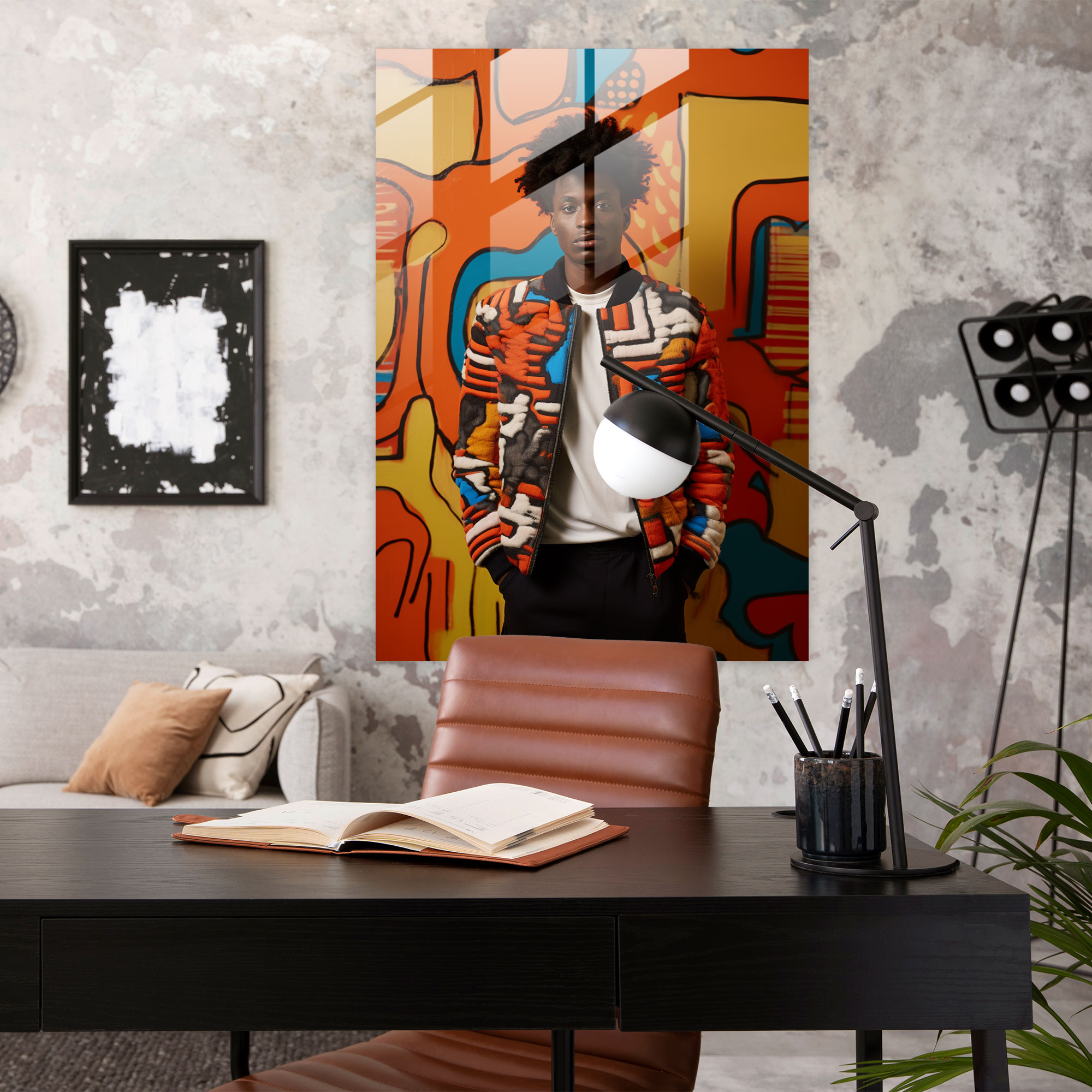 Basquiat Glass Print - Afrocentric Patterns Glass Wall Art - Basquiat, Wall Decoration, Glass Art, Home Decoration