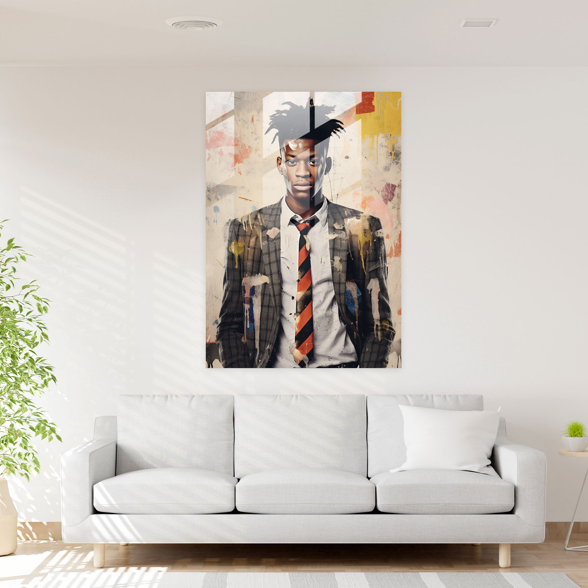 Basquiat Glass Wall Art - Mixed Media Masterpiece - Basquiat, Glass Print, Wall Decoration, Glass Wall Art