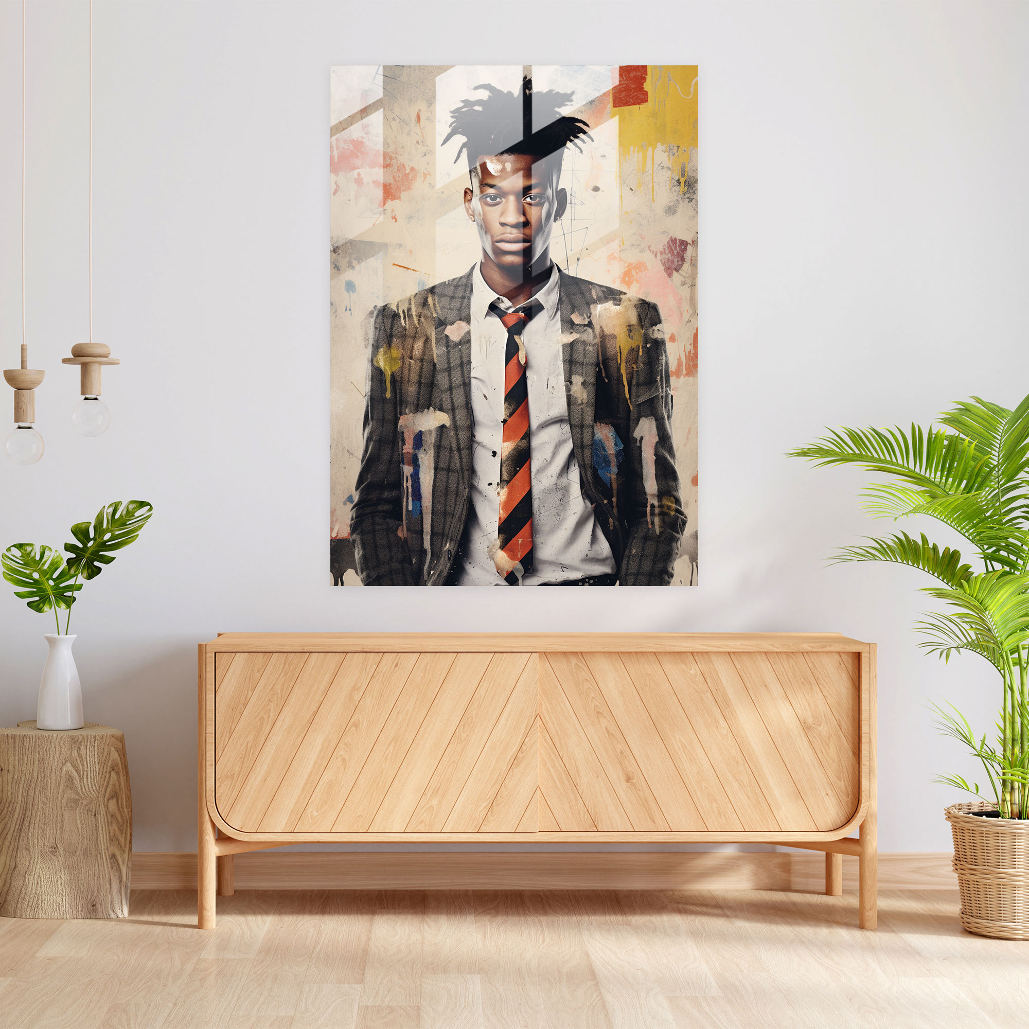 Basquiat Glass Wall Art - Mixed Media Masterpiece - Basquiat, Glass Print, Wall Decoration, Glass Wall Art