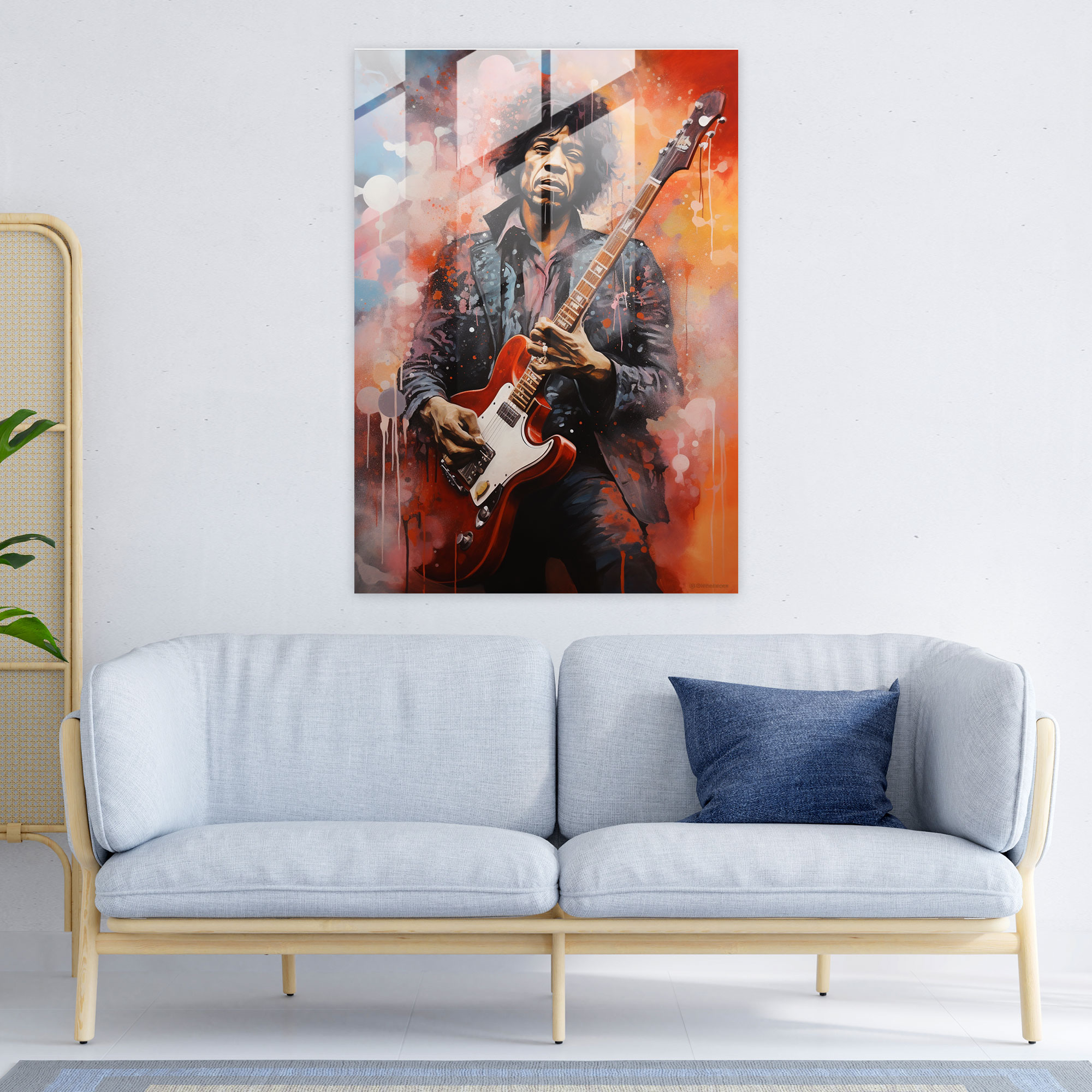 Basquiat Cam Tablo - Müzik Ikona - Basquiat Cam Sanat Ev Dekorasyonu