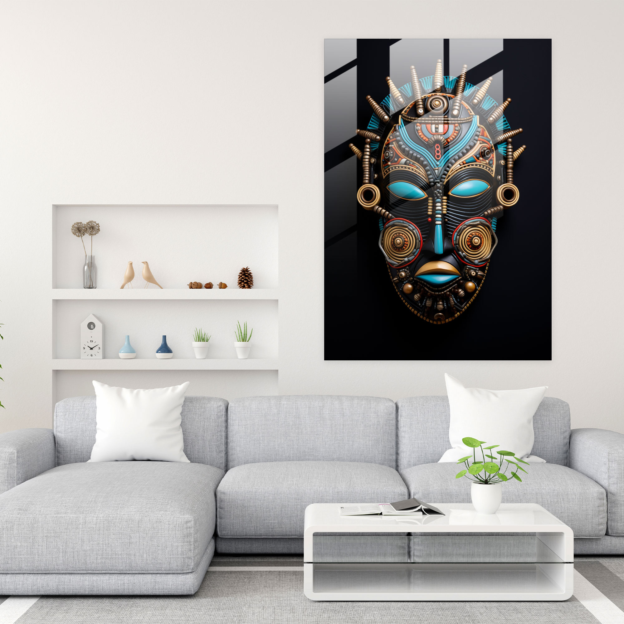 Basquiat Glass Print - African Fusion - Basquiat, Glass Print, Modern Art, Contemporary Art Elements