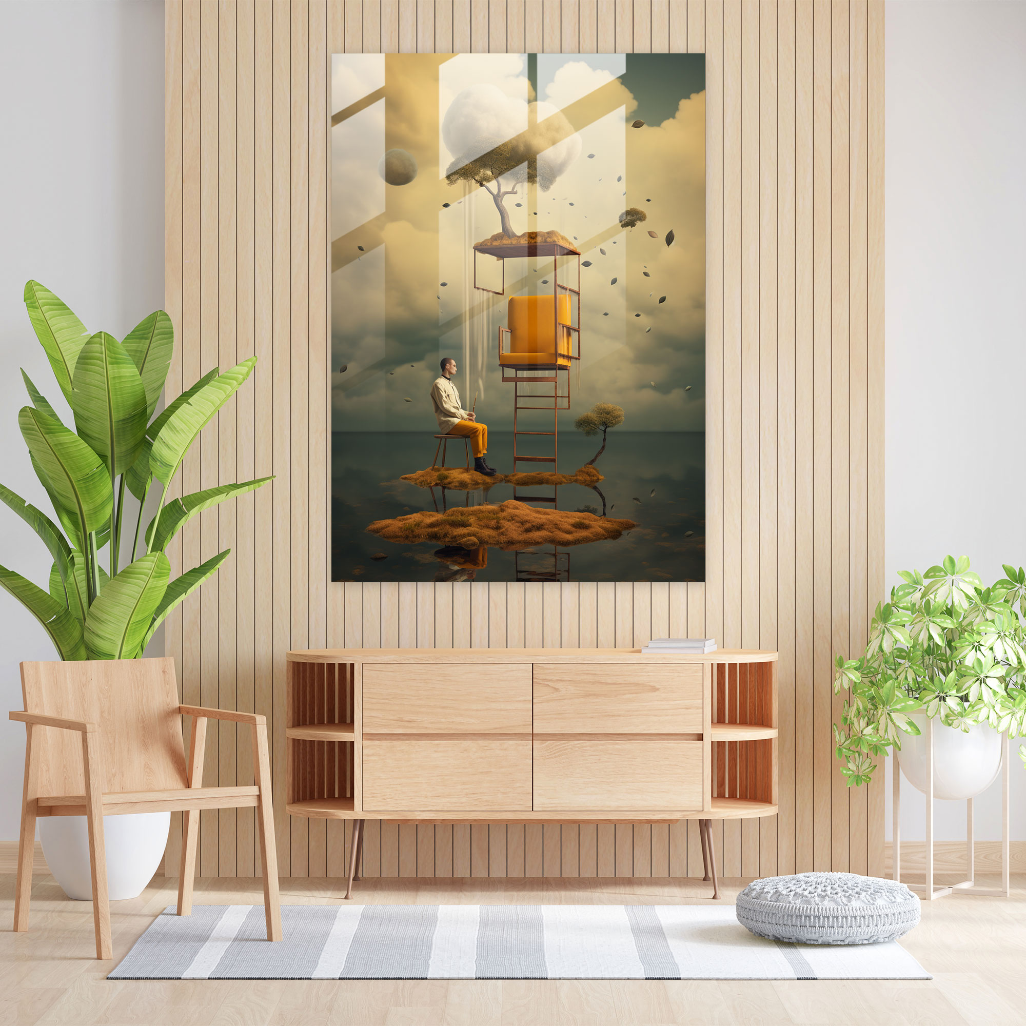 Basquiat Glass Print - Surreal Dreams - Basquiat, Wall Decoration, Glass Print, Unexpected Juxtapositions