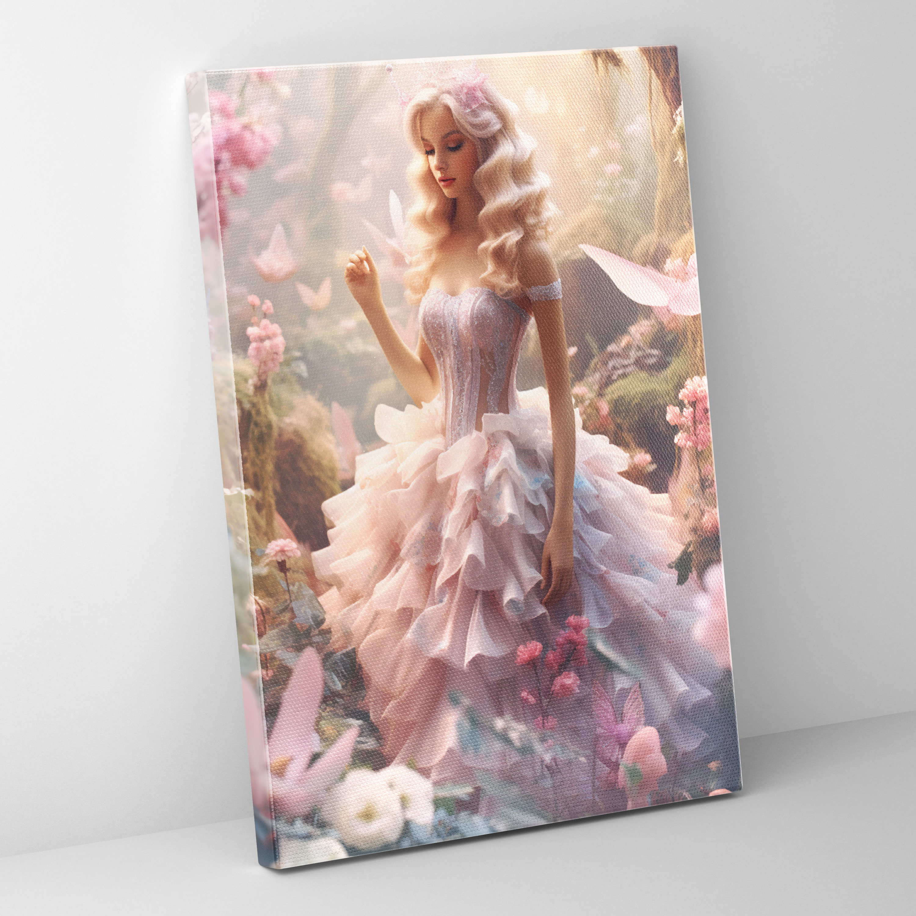 Barbie Fairytale Forest Canvas Print - Barbie, Barbie, Canvas Wall Art, Pastel Color Palette