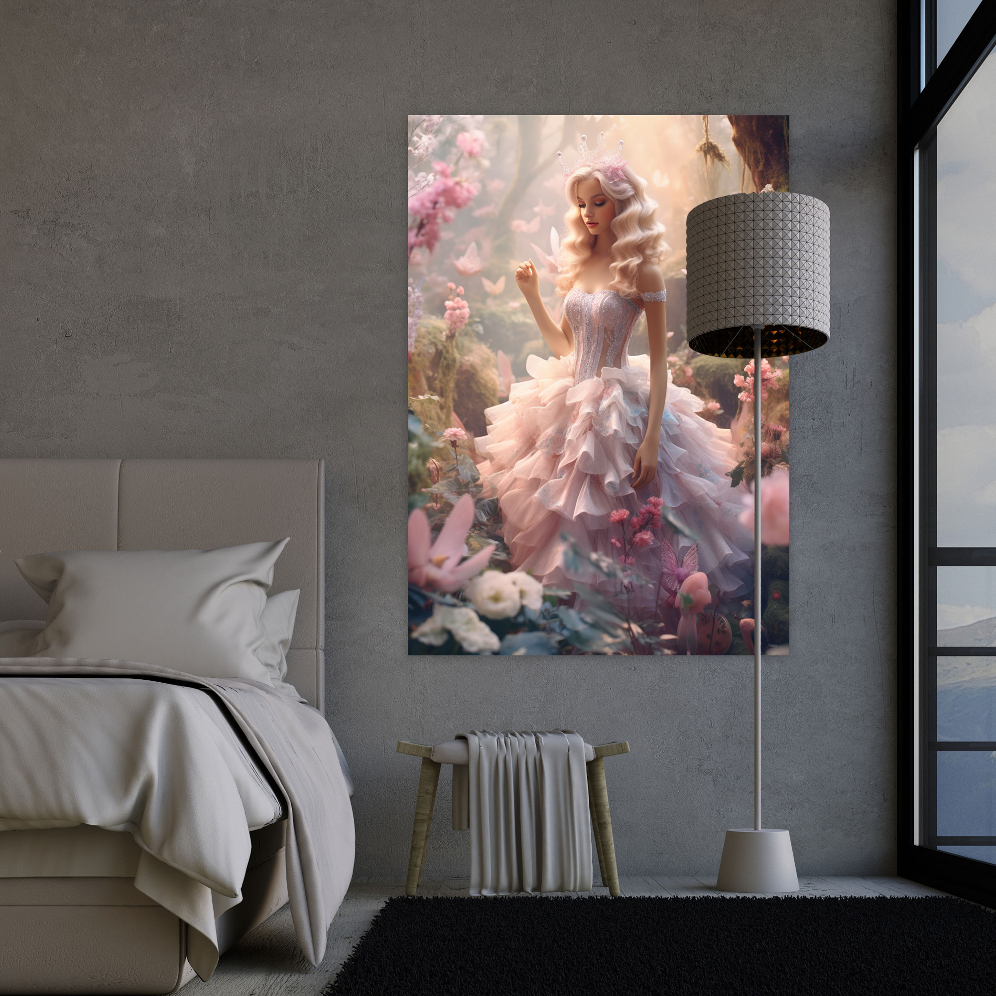 Barbie Fairytale Forest Canvas Print - Barbie, Barbie, Canvas Wall Art, Pastel Color Palette