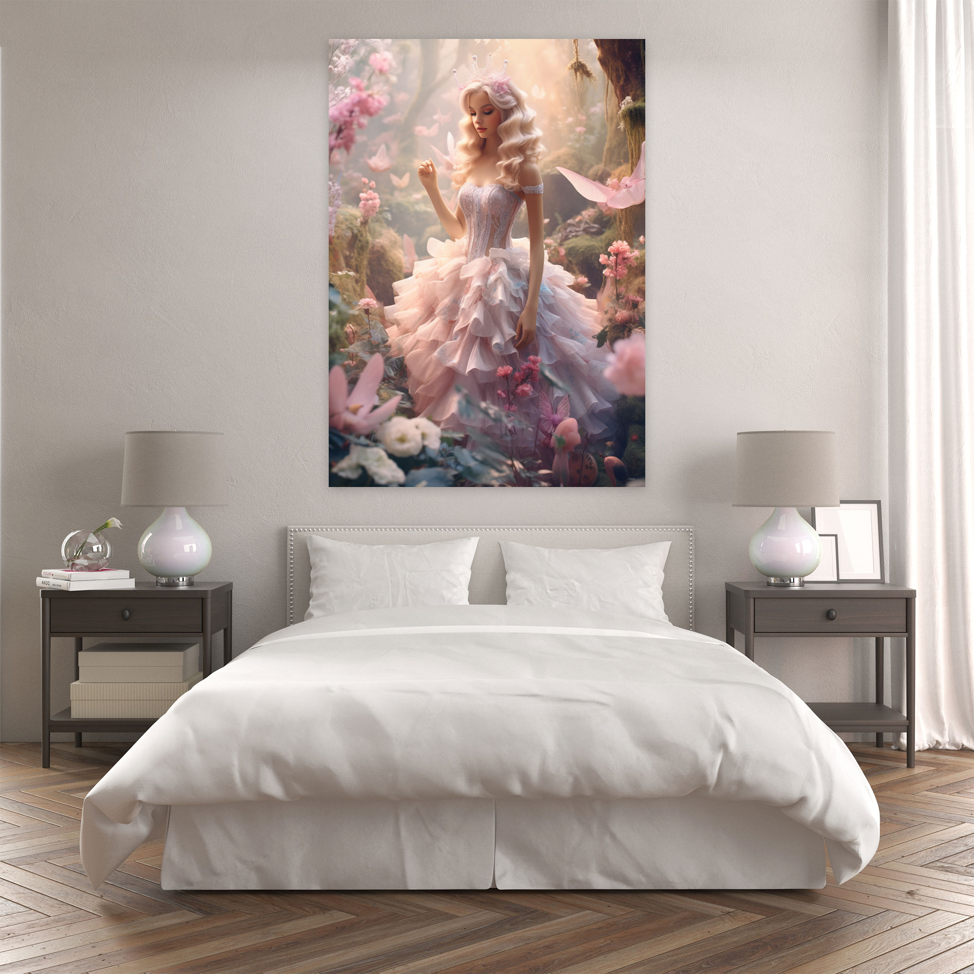 Barbie Fairytale Forest Canvas Print - Barbie, Barbie, Canvas Wall Art, Pastel Color Palette